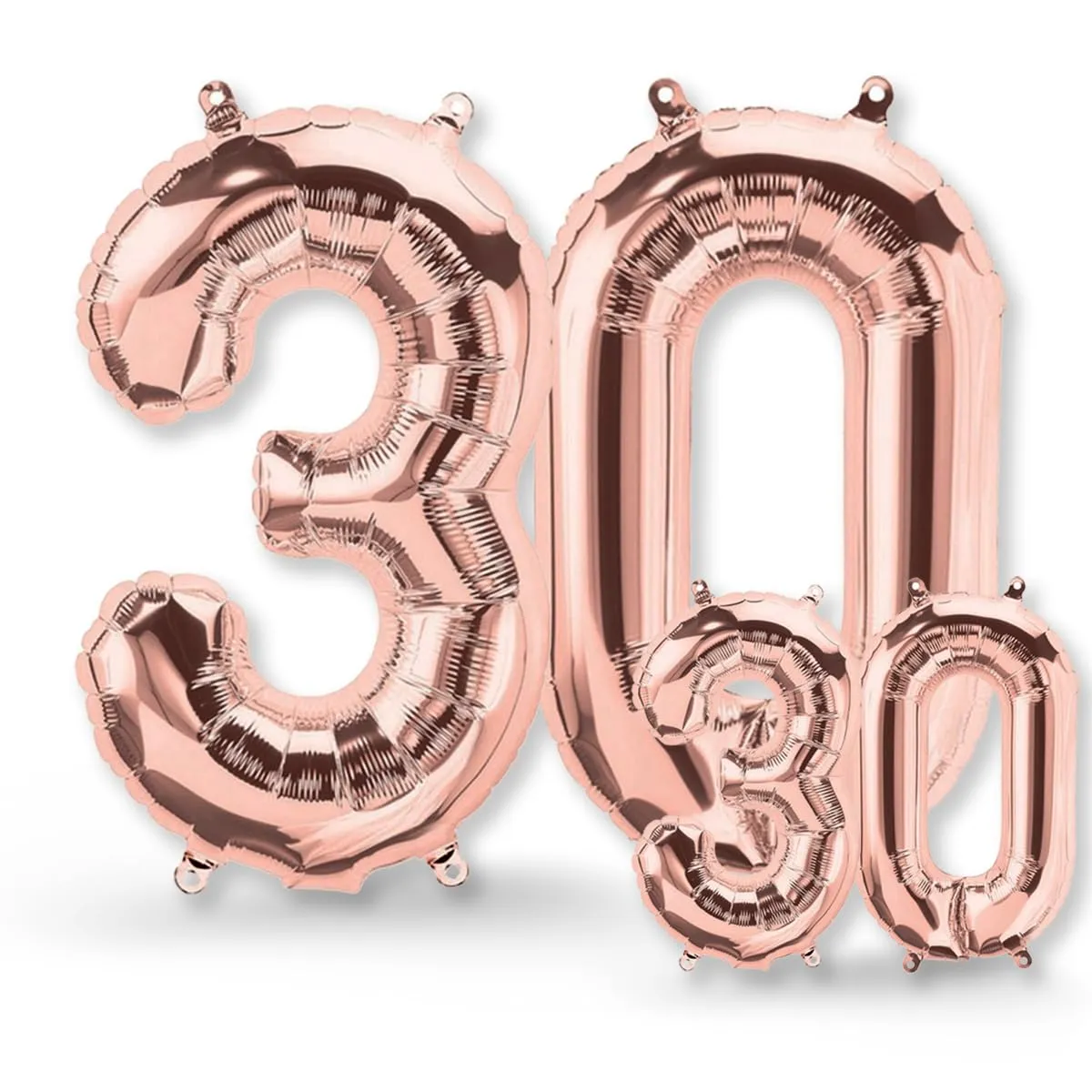 FUNXGO Palloncini Numero 30 Oro Rosa, 2 pezzi (42" & 17") - immagine 1
