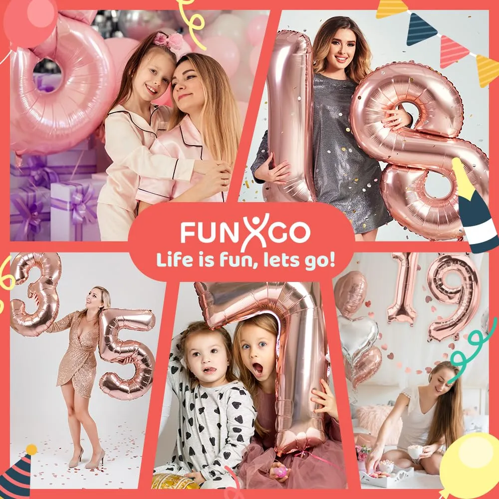 FUNXGO Palloncino Numero 9 Oro Rosa - immagine 5