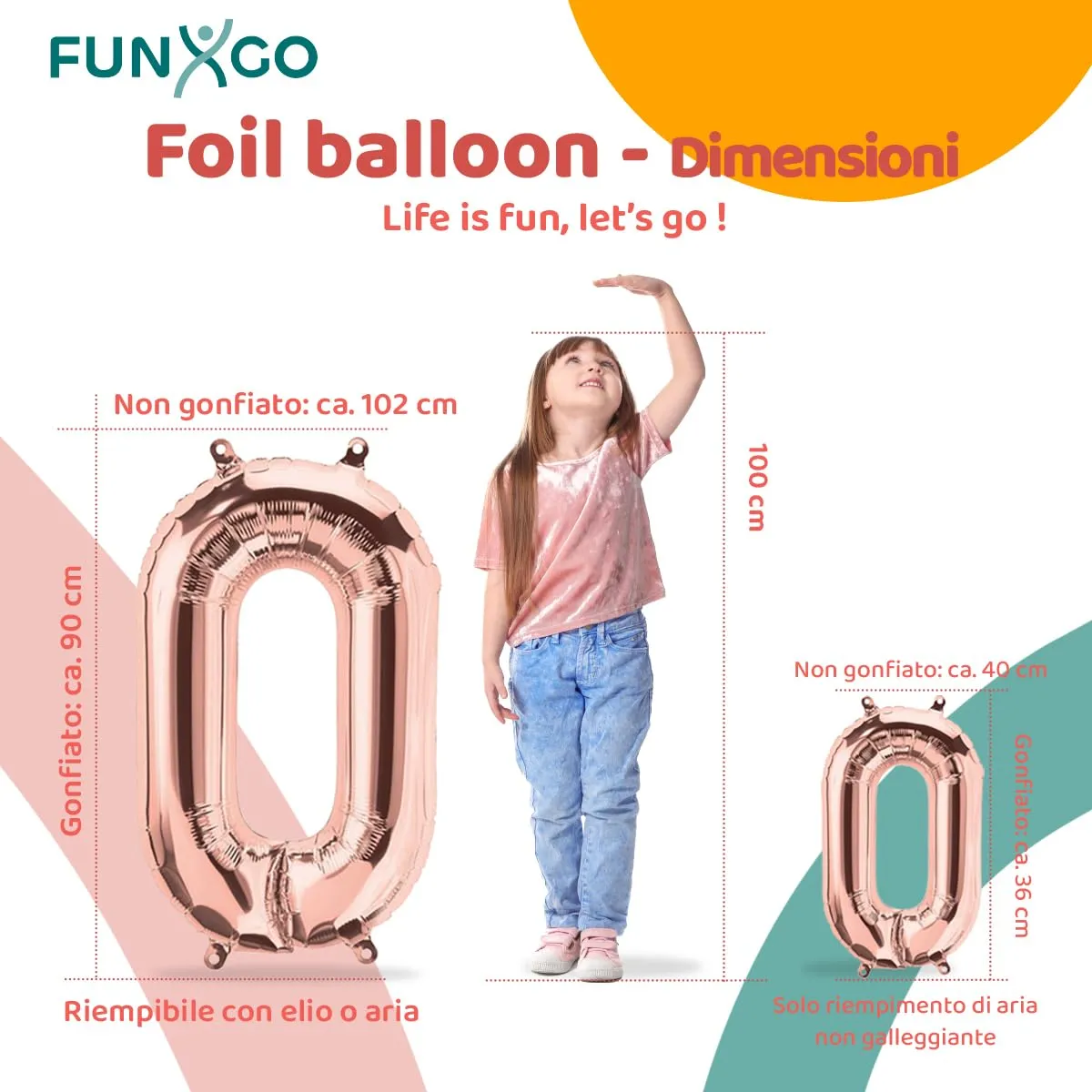 FUNXGO Palloncino Numero 0 Oro Rosa Grande - immagine 2