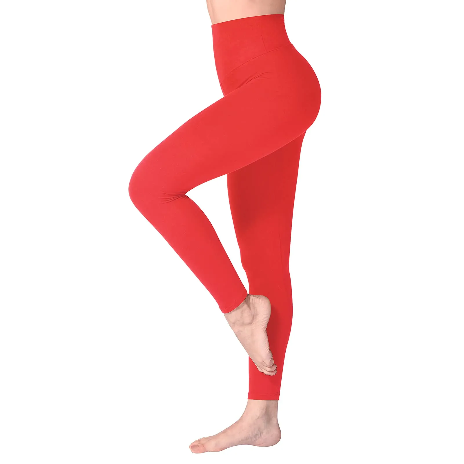 SINOPHANT Leggings Vita Alta Donna Fitness Yoga, Rosso, L-XL - immagine 1