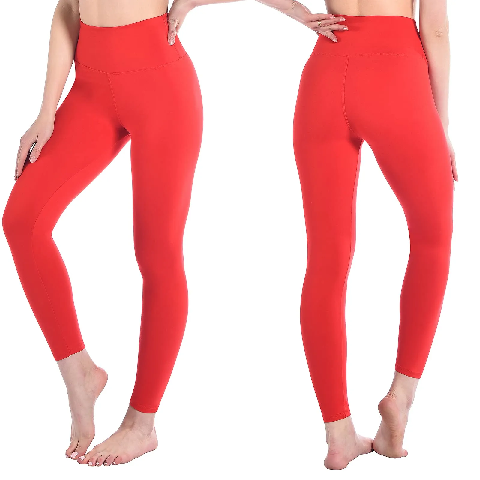 SINOPHANT Leggings Vita Alta Donna Fitness Yoga, Rosso, L-XL - immagine 2
