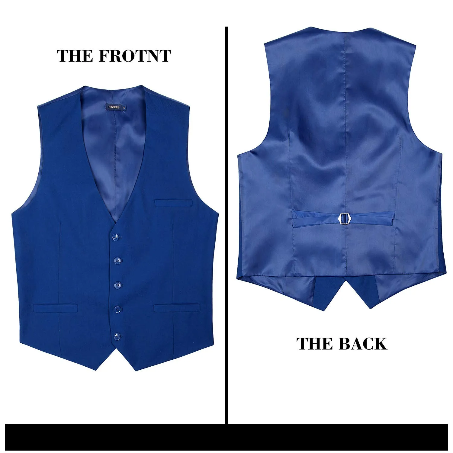 HISDERN Gilet da Uomo in Cotone Blu Navy, Formale, XXL - immagine 5