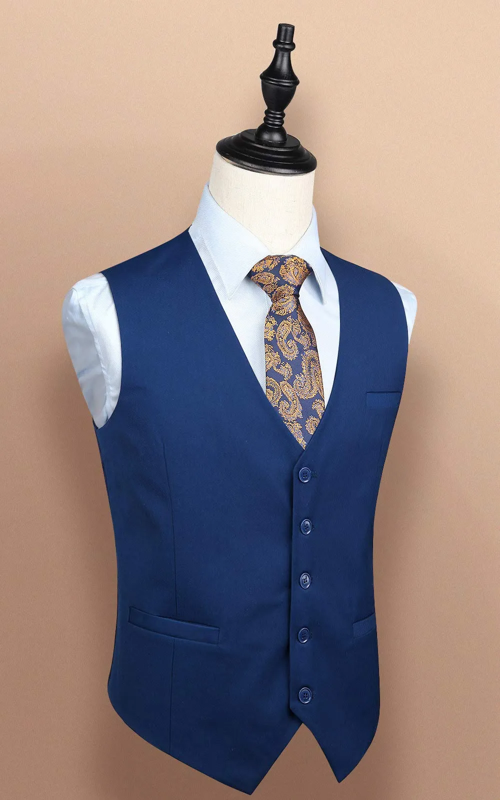HISDERN Gilet da Uomo in Cotone Blu Navy - immagine 6