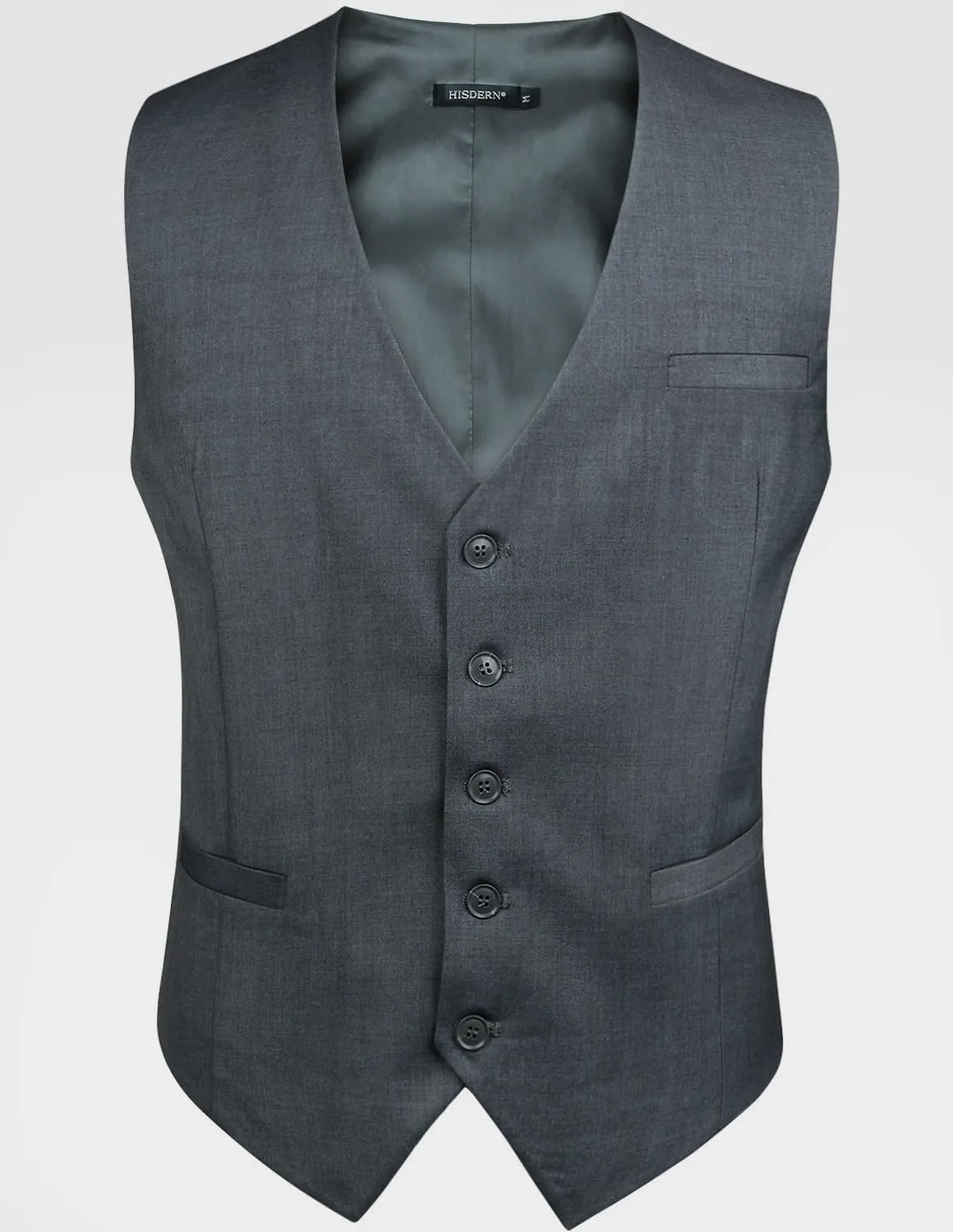 HISDERN Gilet da uomo in cotone grigio - immagine 2