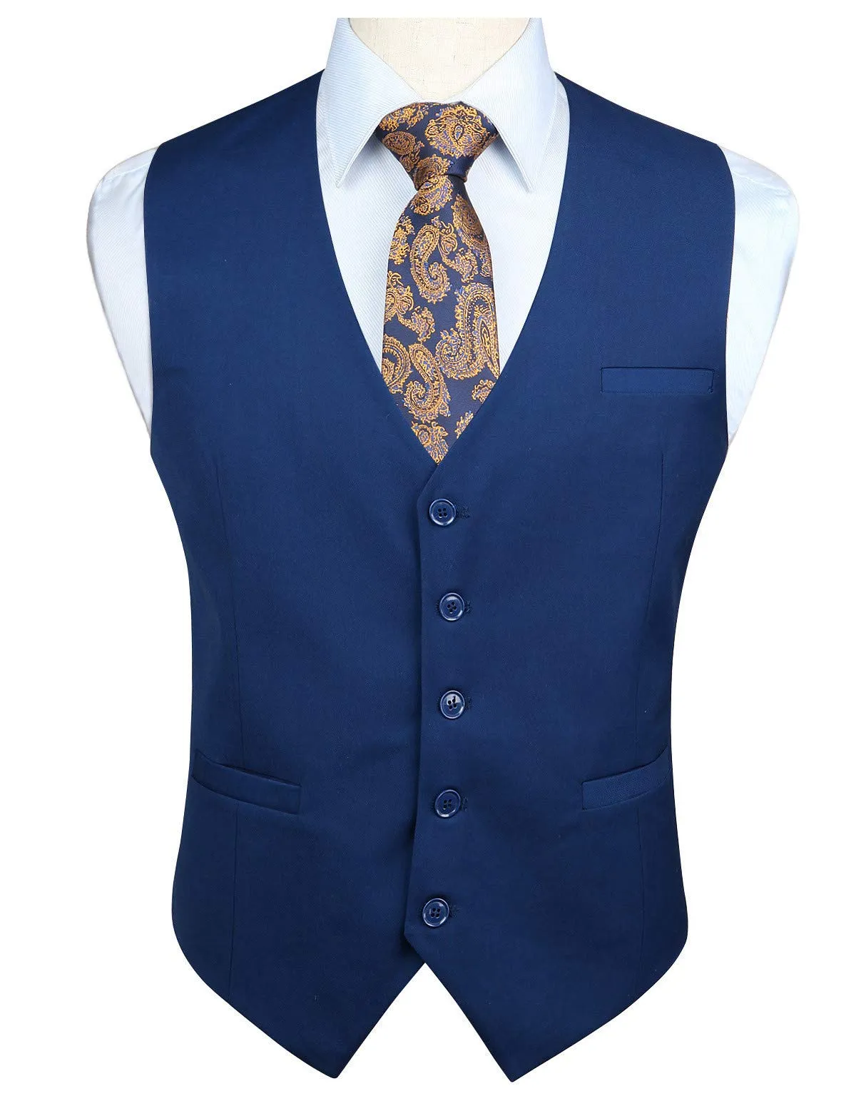 HISDERN Gilet da Uomo in Cotone Blu Navy - immagine 1