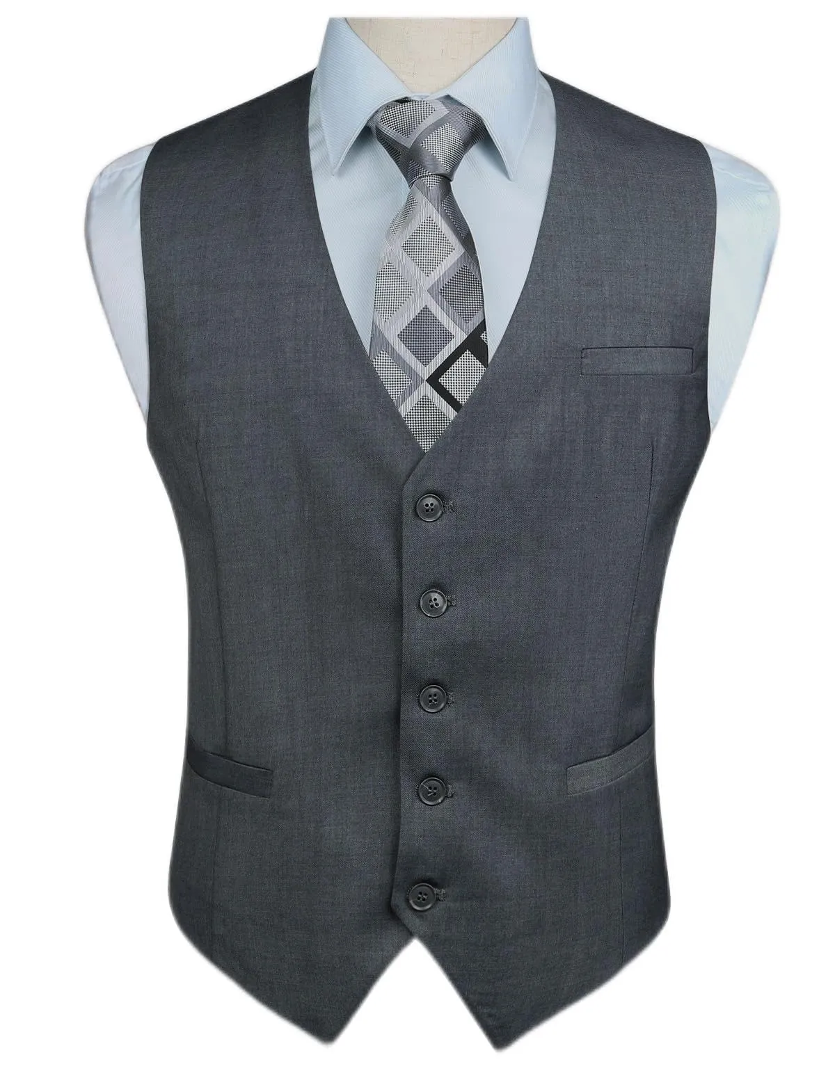 HISDERN Gilet da Uomo in Cotone Grigio Formale da Lavoro - immagine 1
