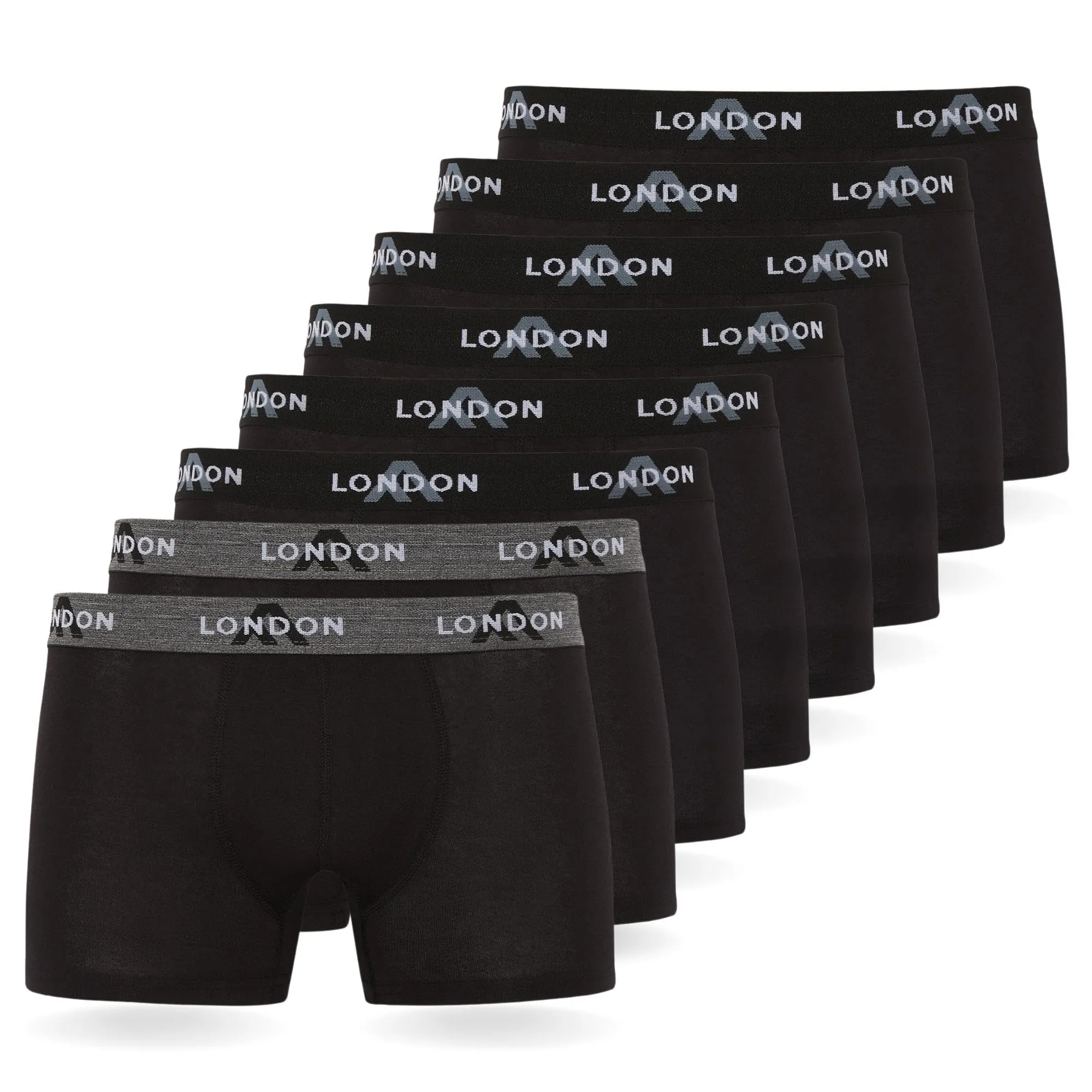 FM London Boxer Uomo in Cotone, Nero, 8 Pezzi, S - immagine 1