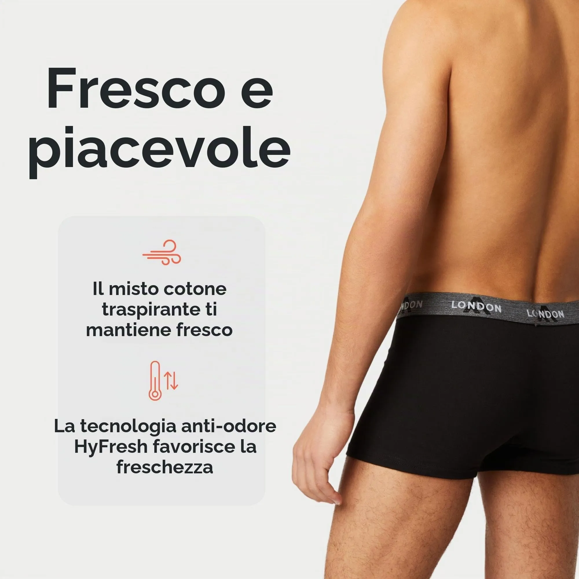 FM London Boxer Uomo in Cotone, Nero, 8 Pezzi, S - immagine 3
