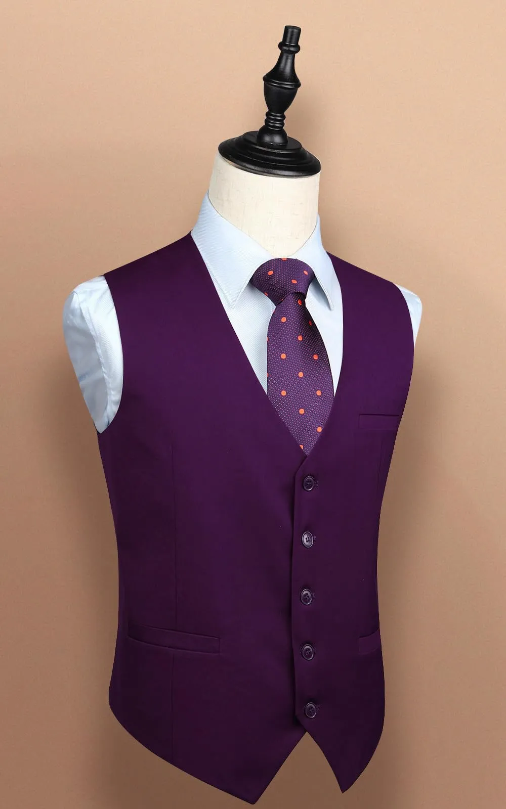 HISDERN Gilet da uomo in cotone viola - immagine 6