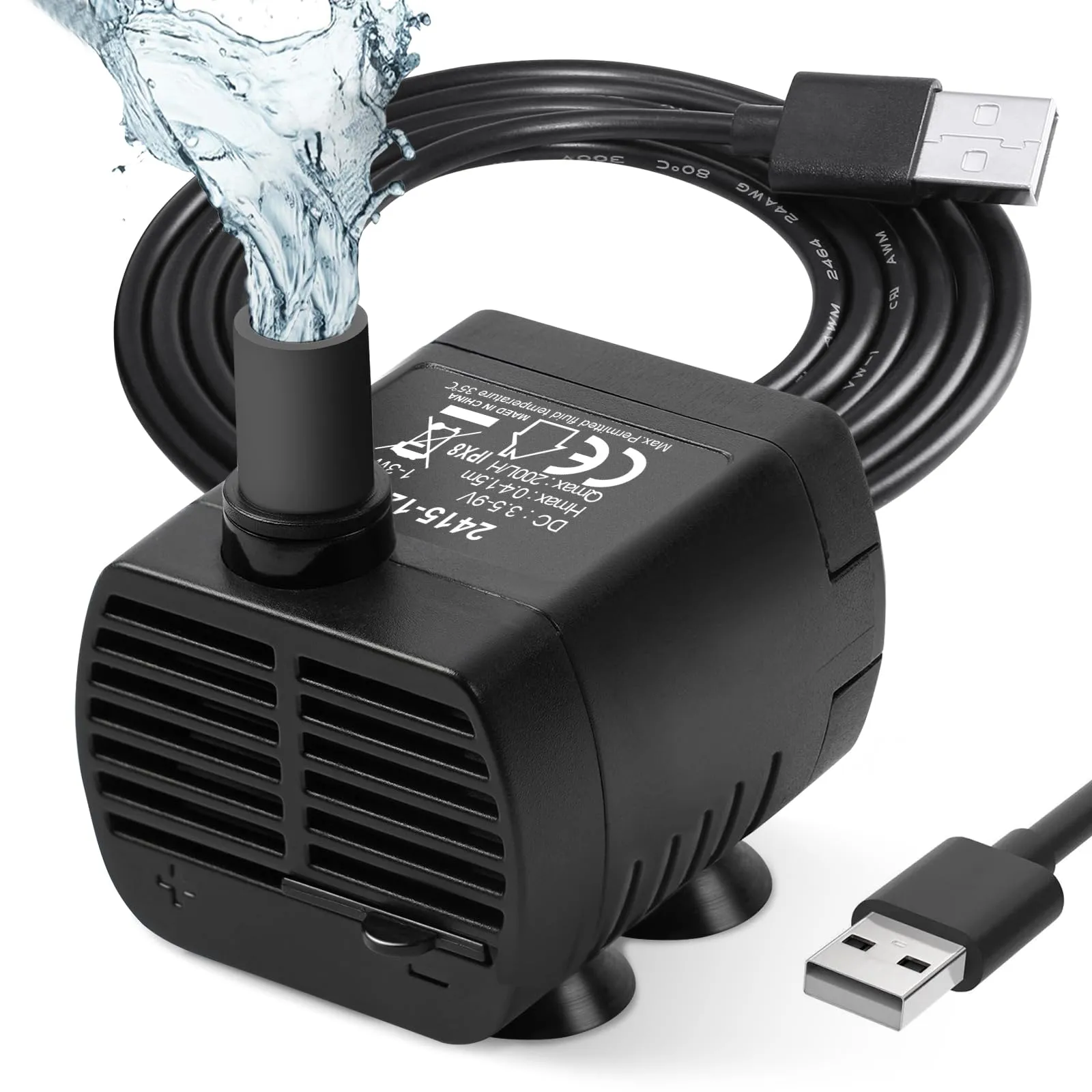 Flintronic Pompa Fontanella per Gatti, 3.5-9V 1-3W, 200L/H, Nero - immagine 1