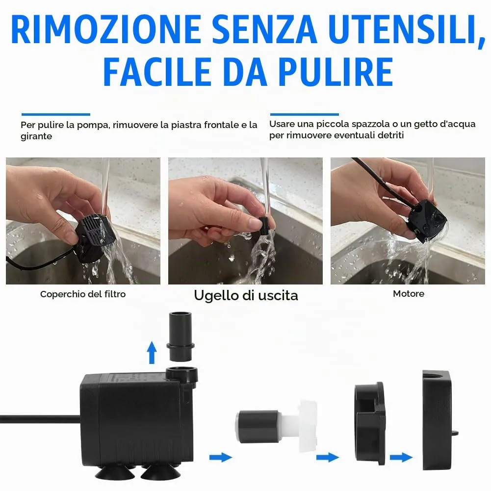 Flintronic Pompa Fontanella per Gatti, 3.5-9V 1-3W, 200L/H, Nero - immagine 3