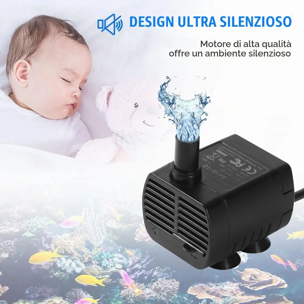 Flintronic Pompa Fontanella per Gatti, 3.5-9V 1-3W, 200L/H, Nero - immagine 7