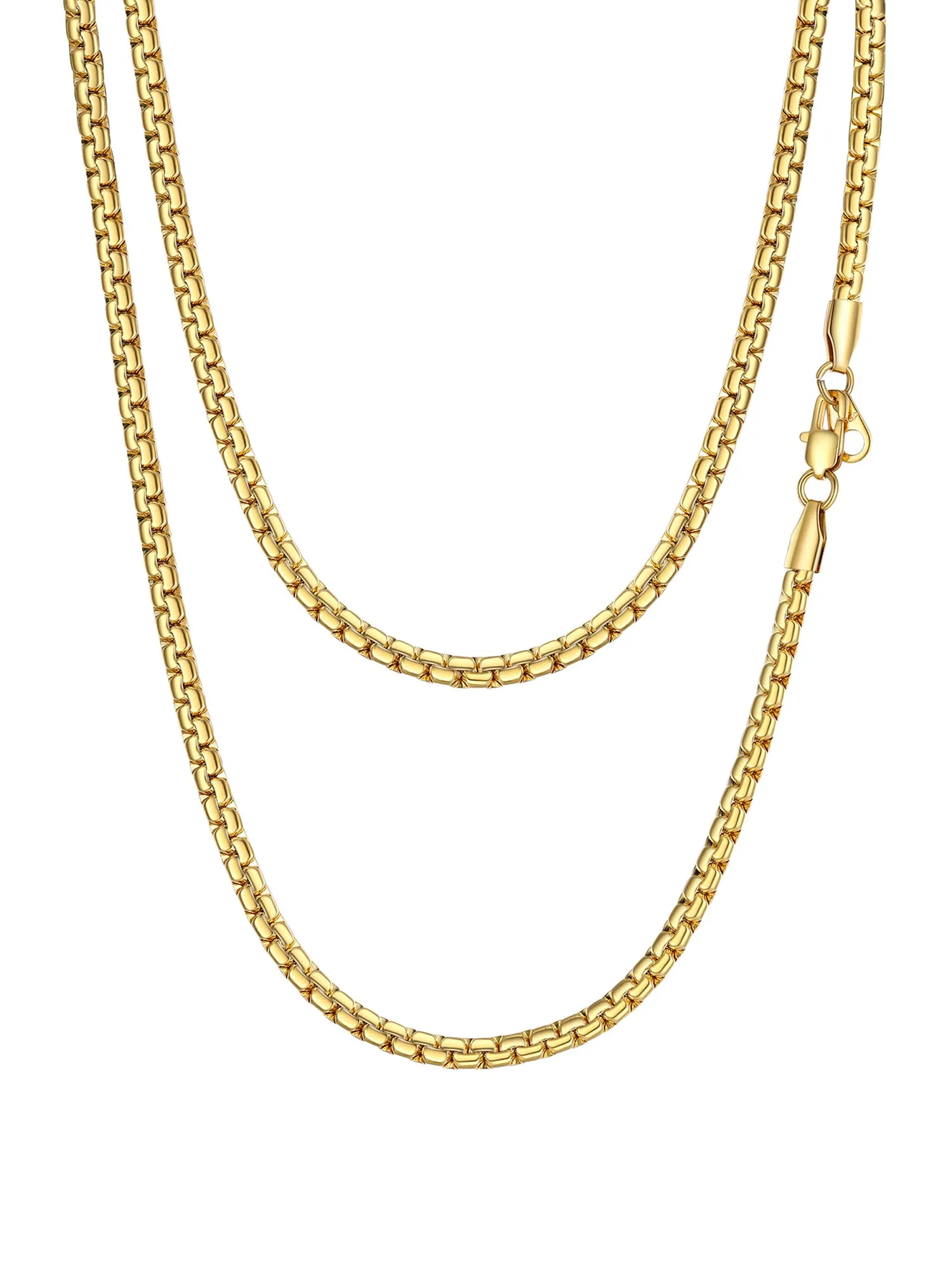 PROSTEEL Collana Catena Scatola Piatta in Acciaio Inossidabile, 4mm 6mm - immagine 1