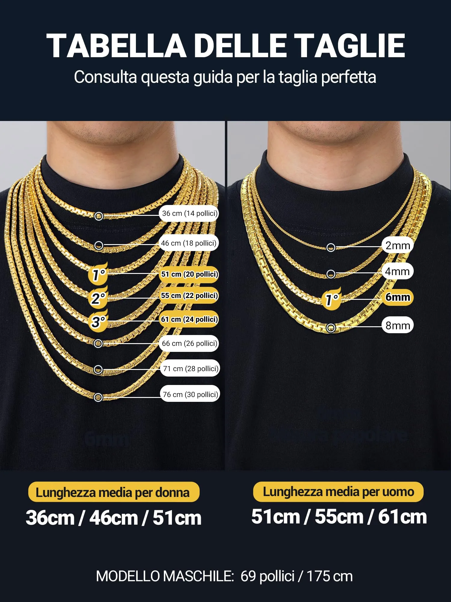 PROSTEEL Collana Catena Scatola Piatta in Acciaio Inossidabile, 4mm 6mm - immagine 3