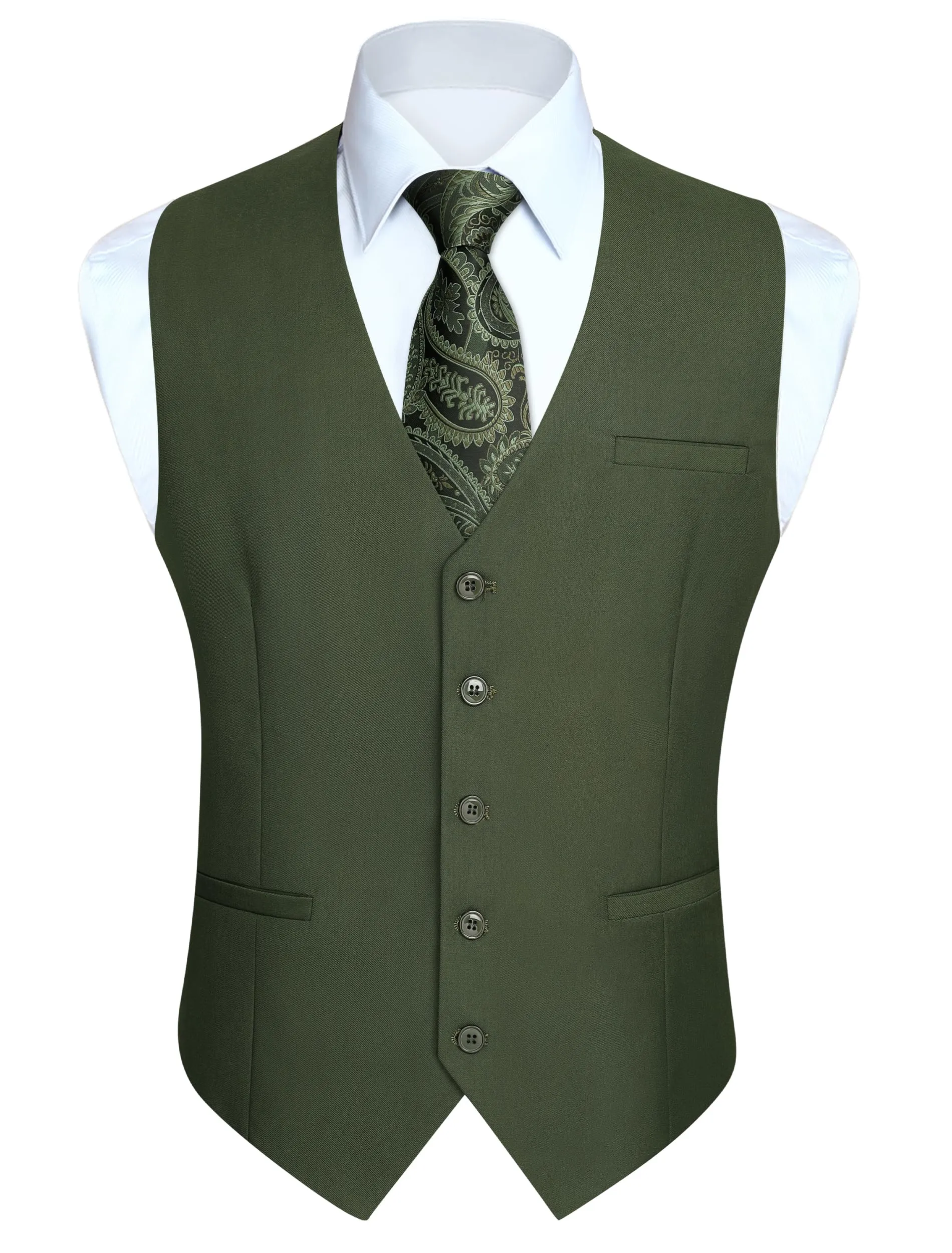 HISDERN Gilet da uomo in cotone verde - immagine 1