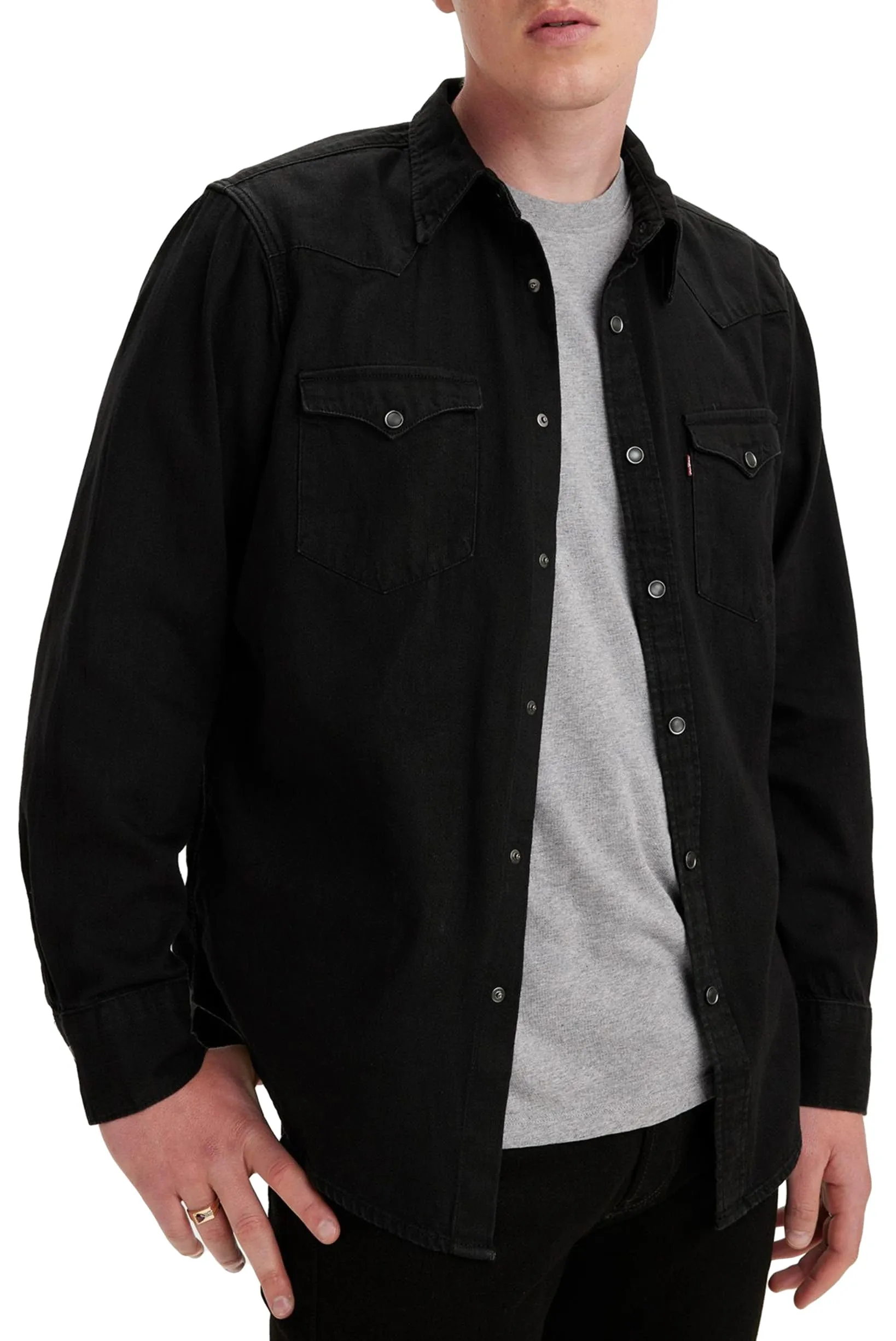 Levi's Barstow Western Standard Shirt, Marble Black Denim Rinse, S - immagine 7