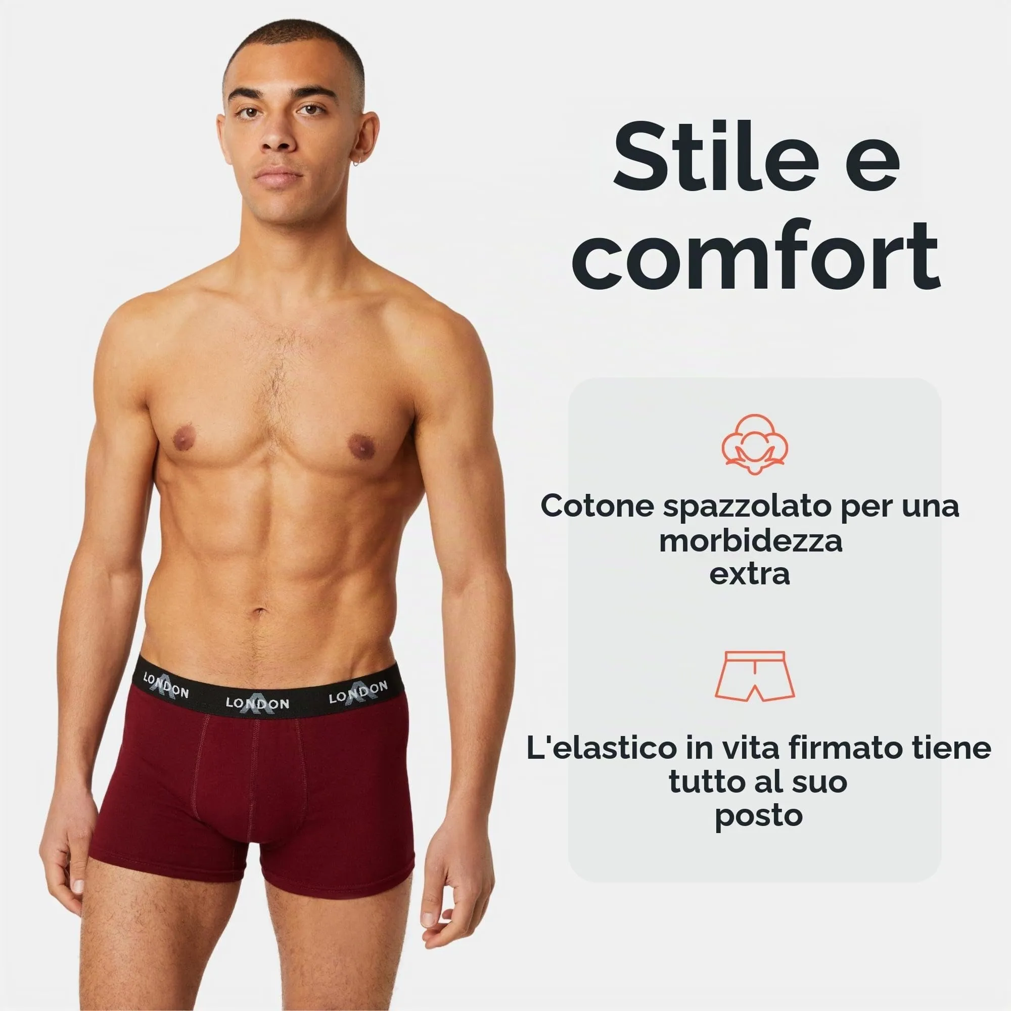 FM London Boxer Uomo in Cotone, 8 pezzi, Colori Scuri Assortiti, S - immagine 2