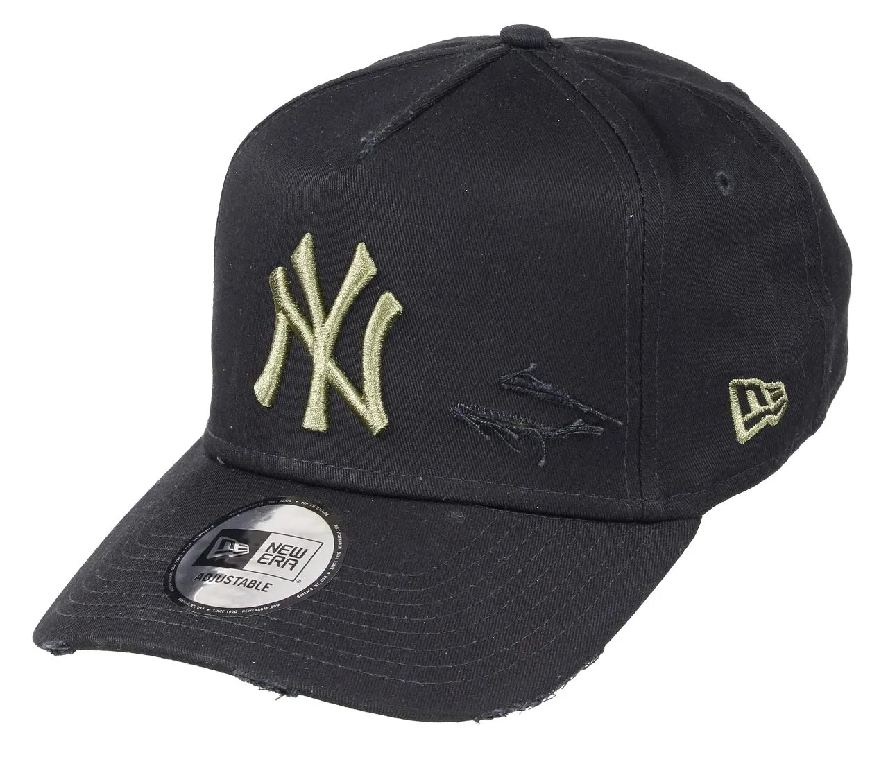 New Era New York Yankees 9FORTY A-Frame Adjustable Cap - Distressed Black/Olive - immagine 1