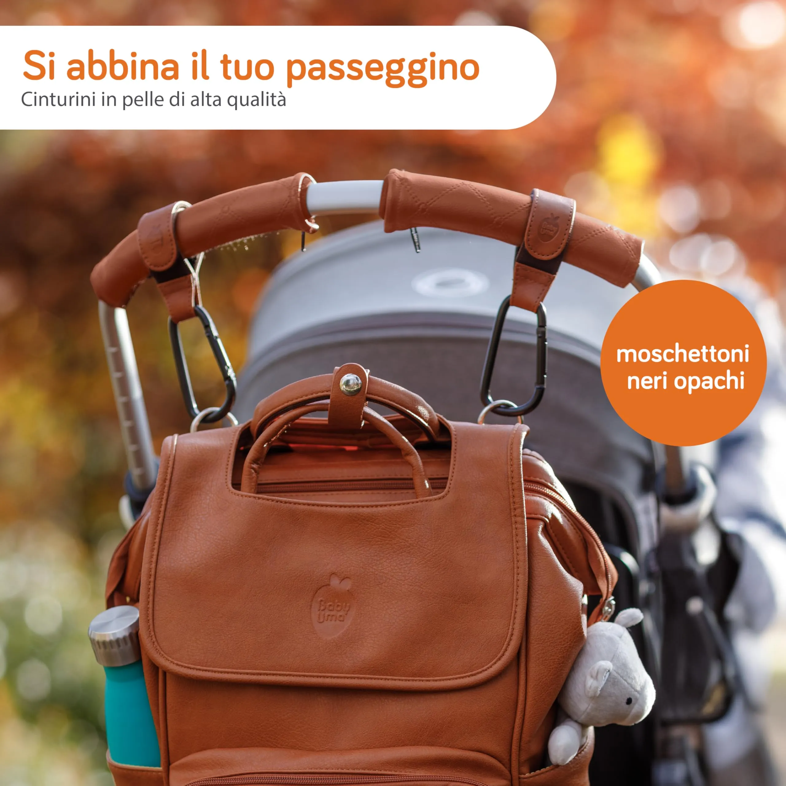 Baby Uma Ganci Passeggino Porta Borse in Similpelle, 2 Pezzi - immagine 2