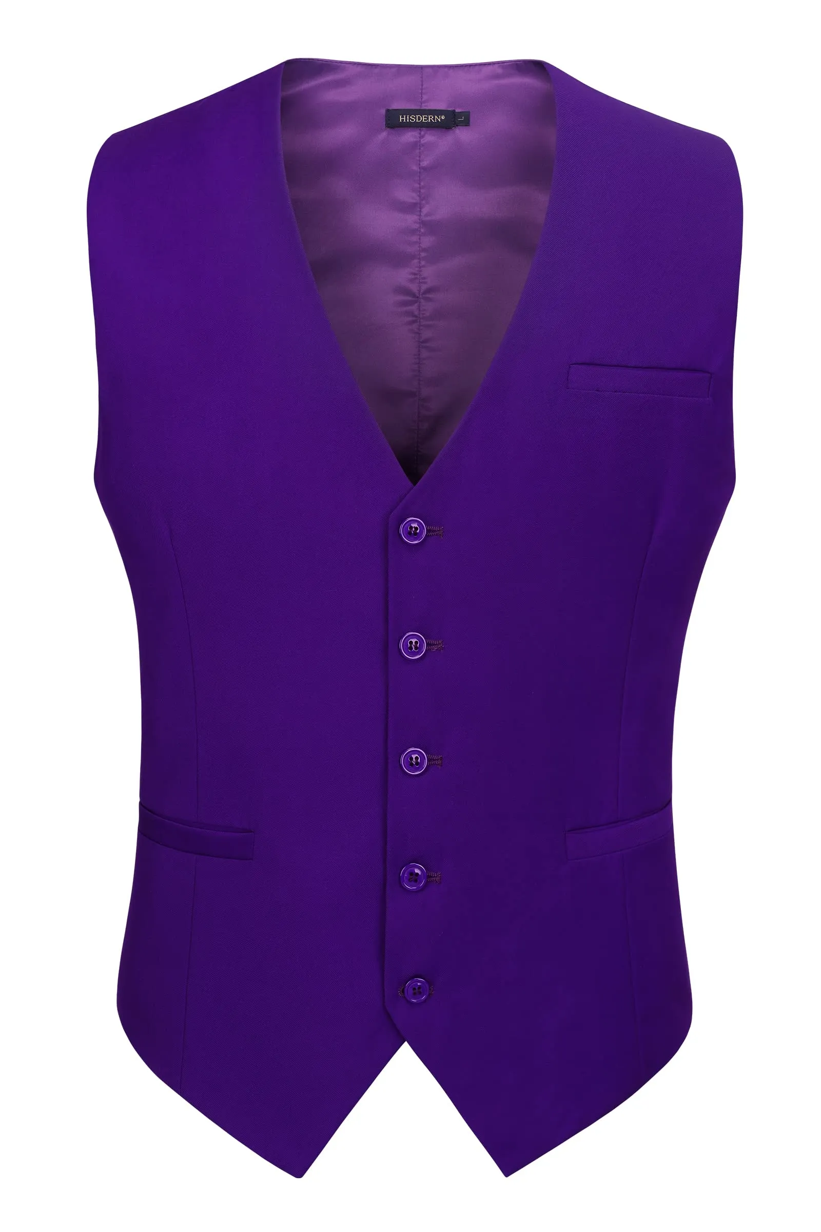 HISDERN Gilet da Abito da Uomo in Cotone, Viola, 3XL - immagine 2