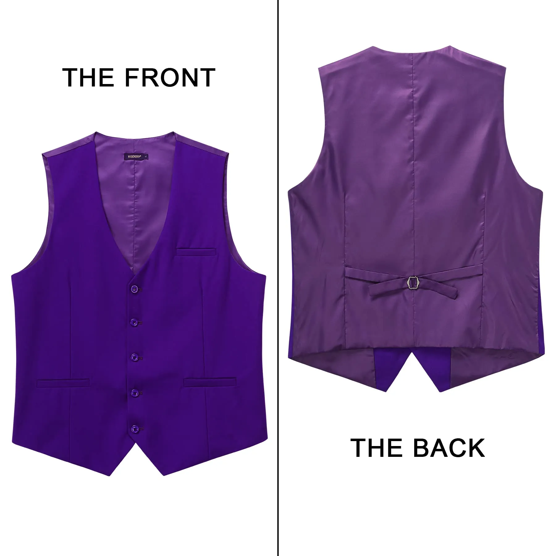 HISDERN Gilet da Abito da Uomo in Cotone, Viola, 3XL - immagine 3