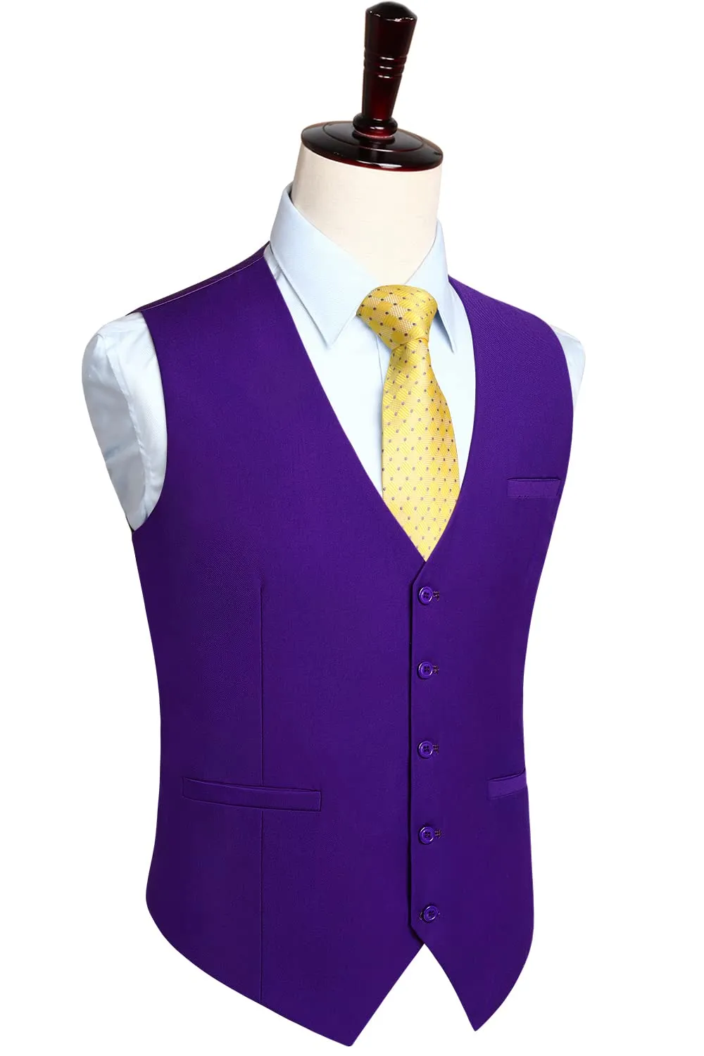 HISDERN Gilet da Abito da Uomo in Cotone, Viola, 3XL - immagine 4