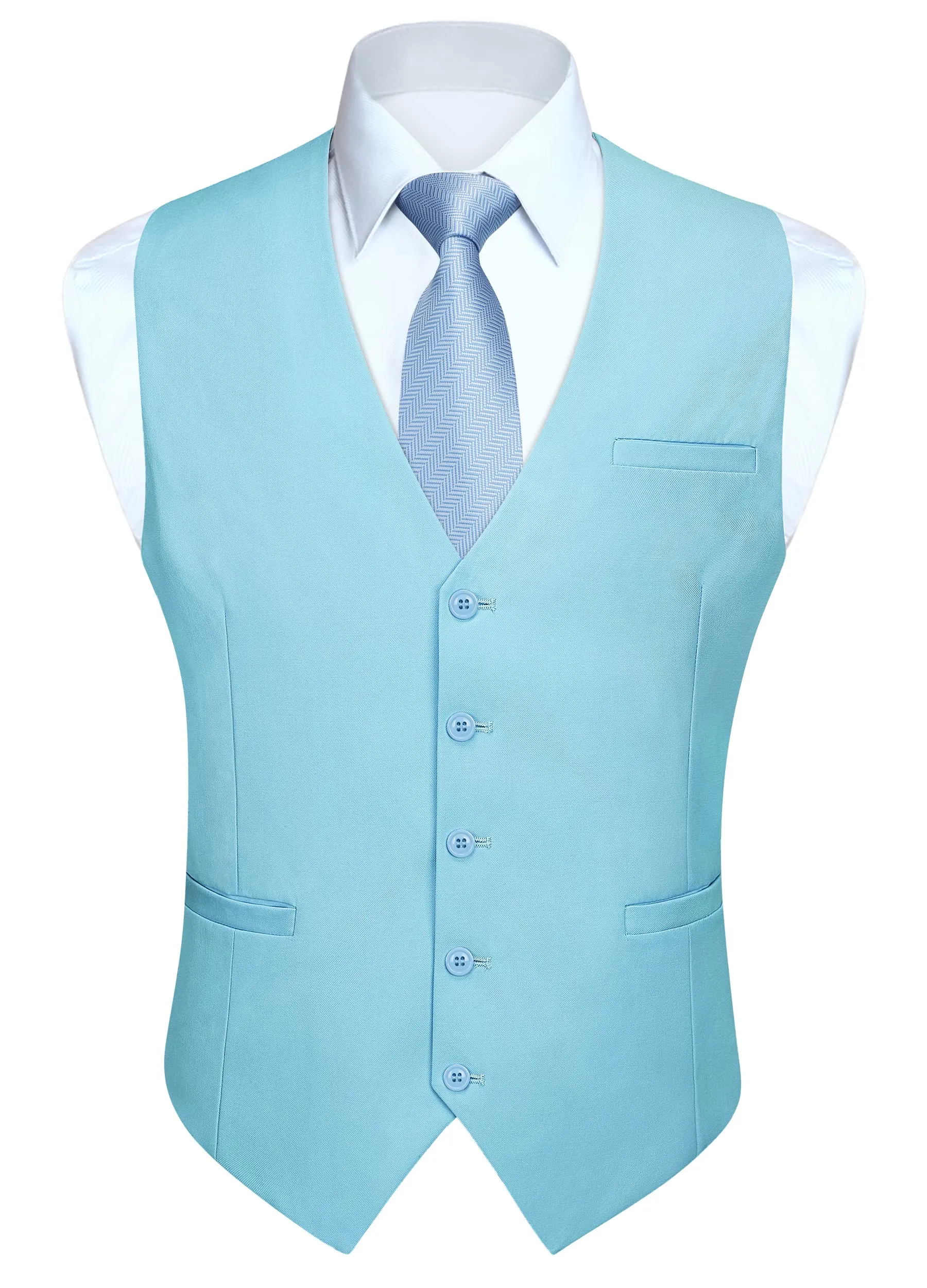 HISDERN Gilet da Abito da Uomo in Cotone, Azzurro, 4XL - immagine 1