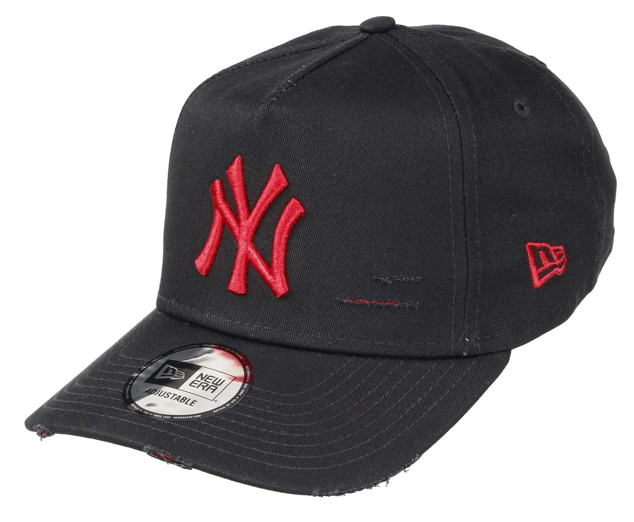 New Era York Yankees 9FORTY A-Frame Adjustable Cap - Distressed Black/Scarlet - immagine 1