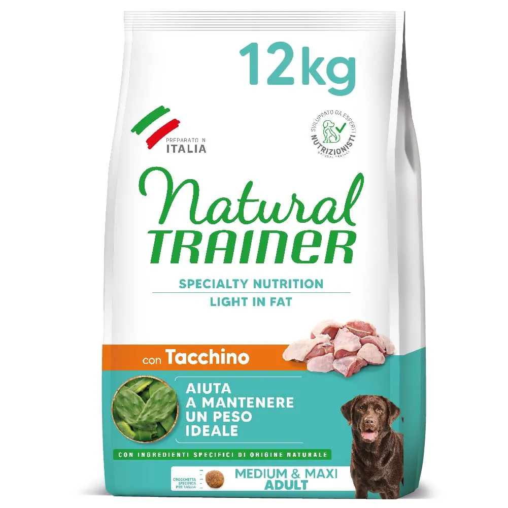 Trainer Natural Ideal Weight Medium & Maxi Adult Dog Food, Turkey, 12kg - immagine 1