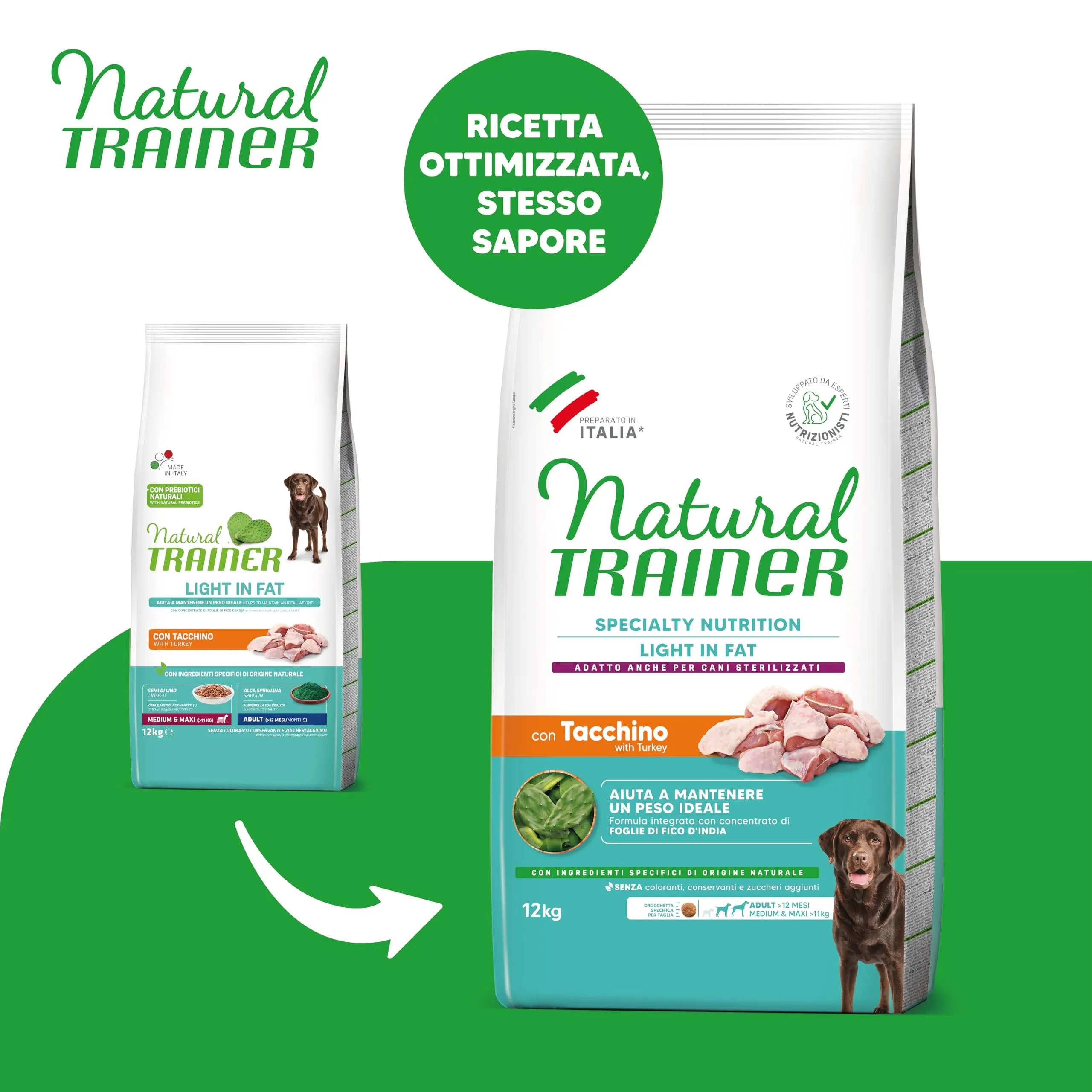 Trainer Natural Ideal Weight Medium & Maxi Adult Dog Food, Turkey, 12kg - immagine 2
