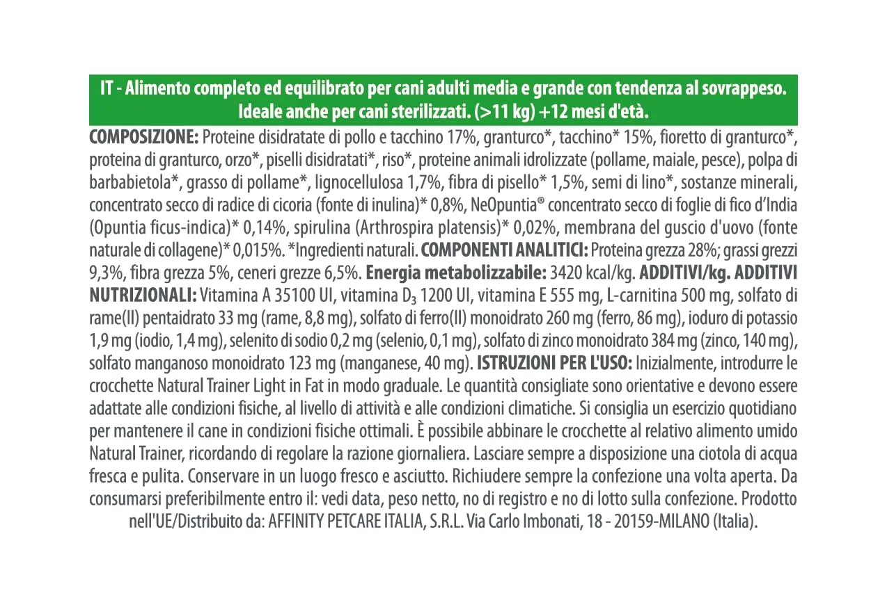 Trainer Natural Ideal Weight Medium & Maxi Adult Dog Food, Turkey, 12kg - immagine 4