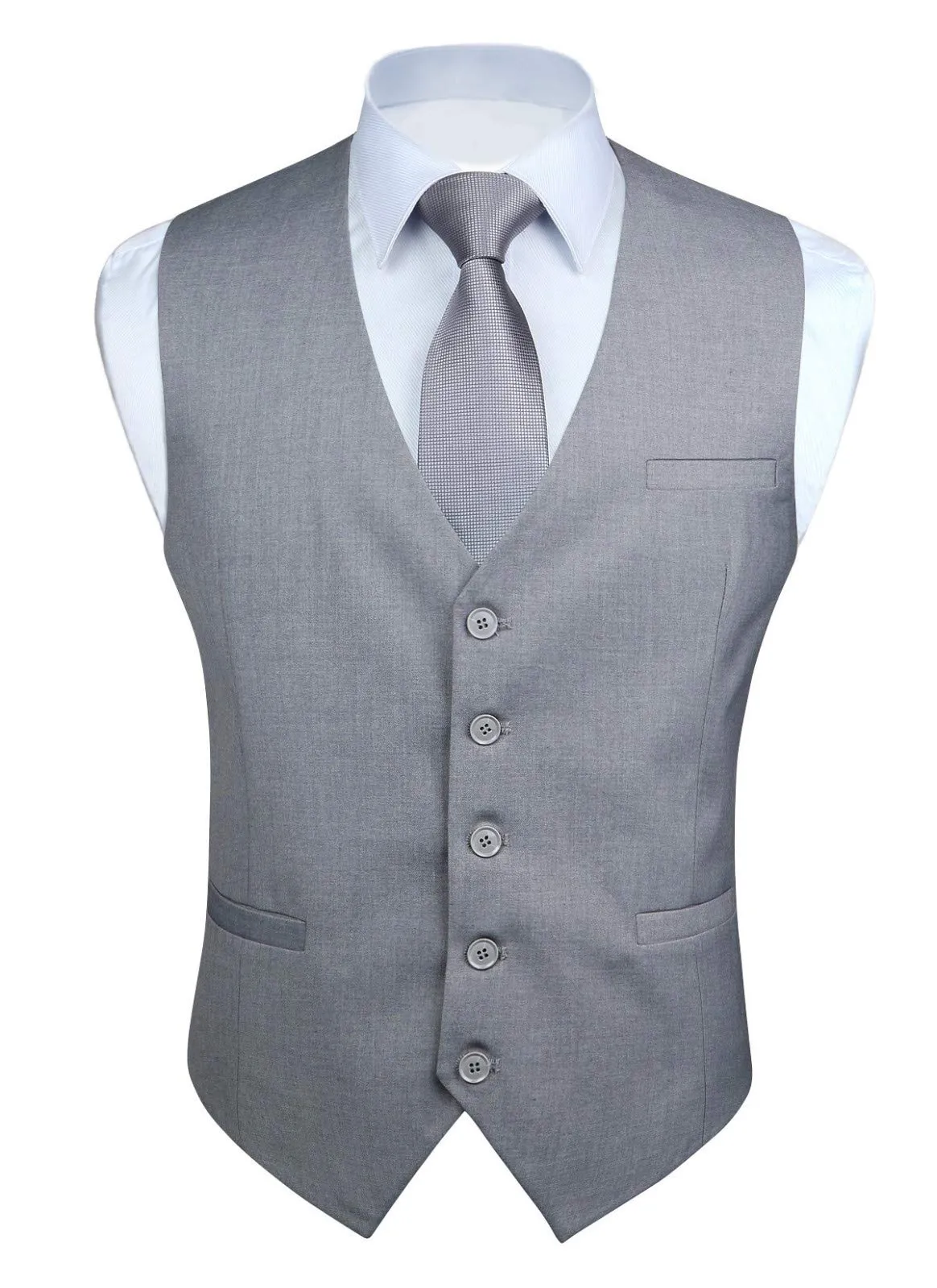 HISDERN Gilet da uomo in cotone grigio - immagine 1