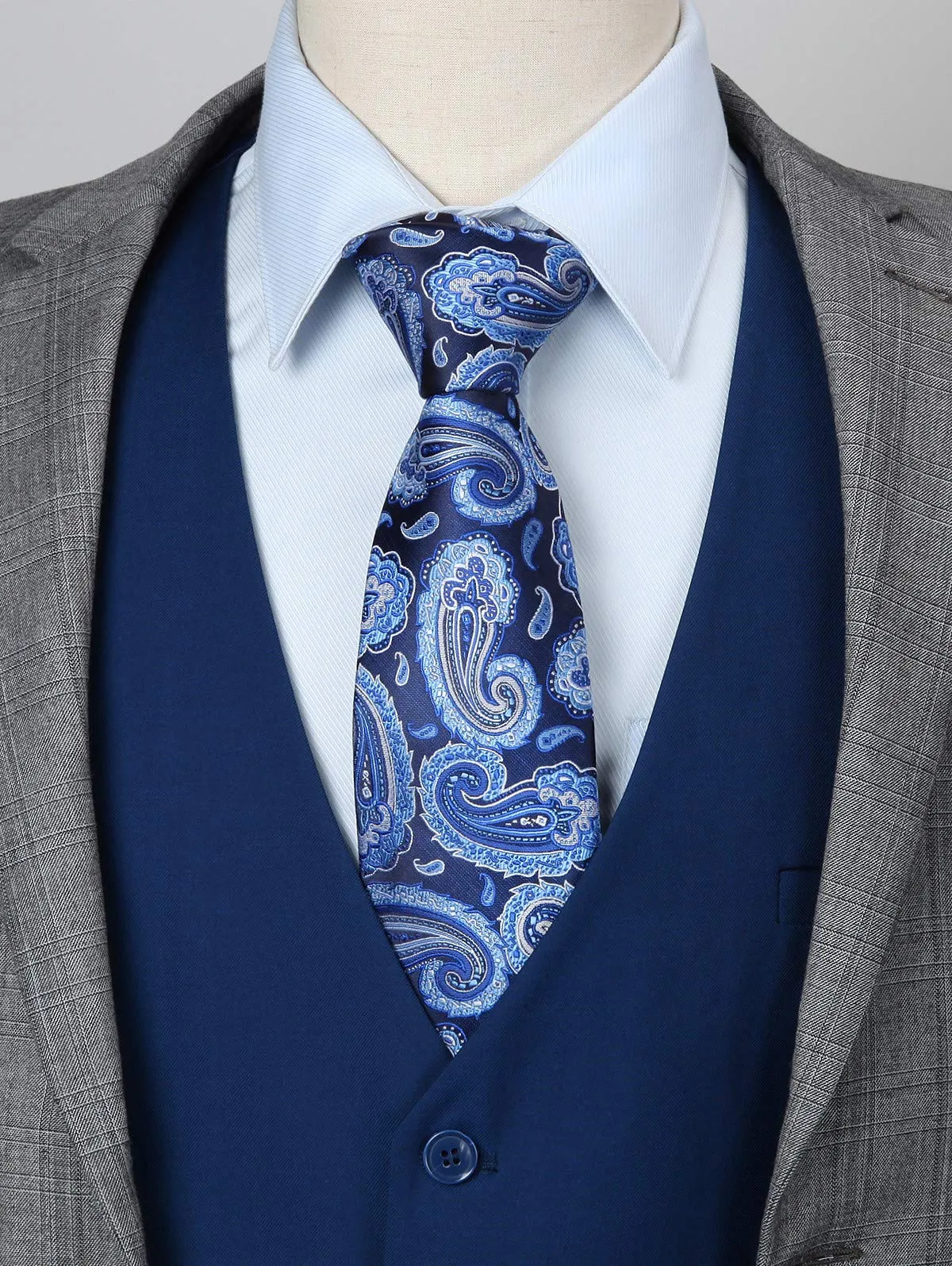 HISDERN Gilet da uomo in cotone blu navy - immagine 3