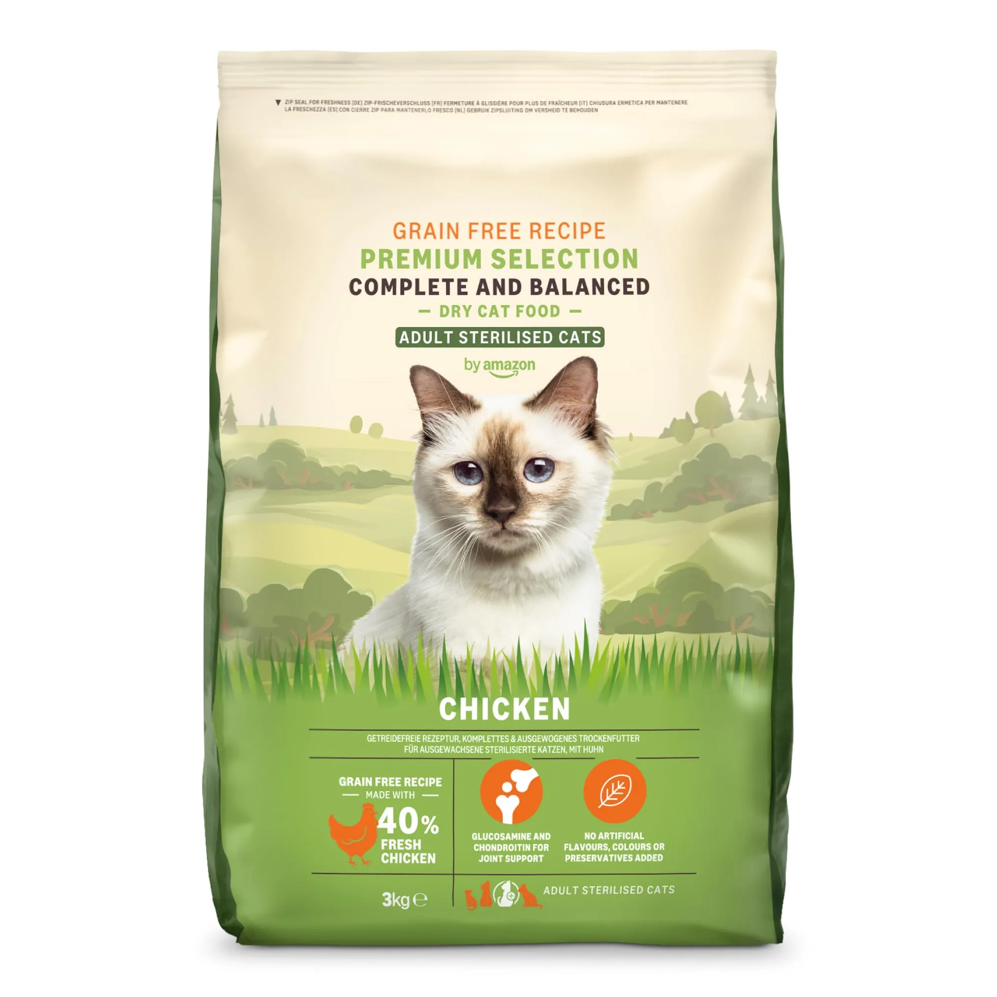 by Amazon Grainfree Recipe Dry Cat Food Sterilised/Light with Fresh Chicken - 3kg - immagine 1