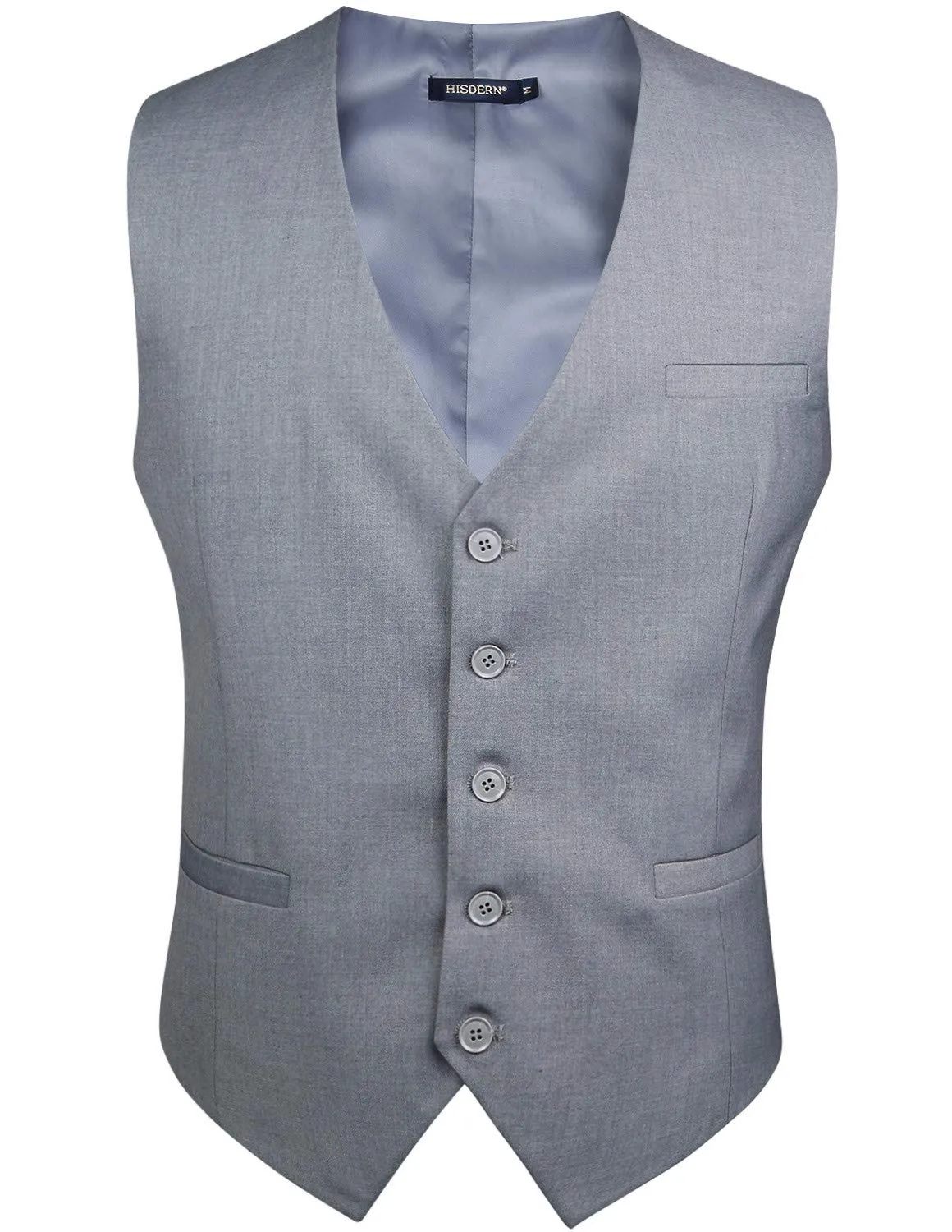 HISDERN Gilet da uomo in cotone grigio - immagine 7