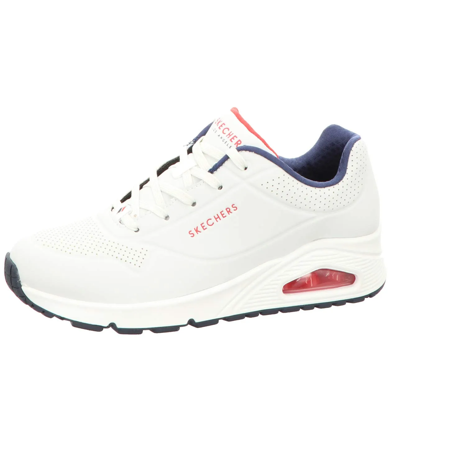 Skechers Uno Stand On Air Women's Sneakers, White Durabuck Navy Red Trim, 41 EU - immagine 3