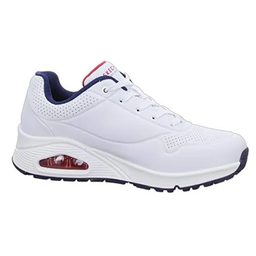 Skechers Uno Stand On Air Women's Sneakers, White Durabuck Navy Red Trim, 36.5 EU - immagine 8