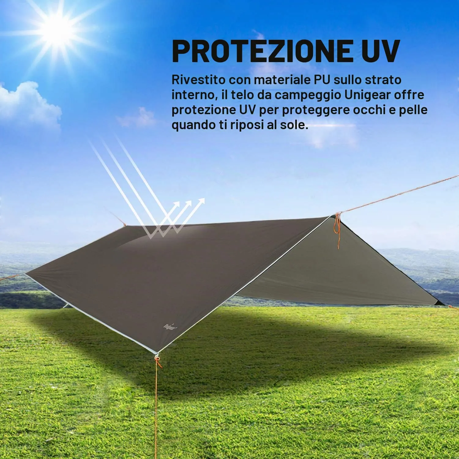 Unigear Telo Antipioggia Tarp Rain Fly Impermeabile 3x5m - immagine 4