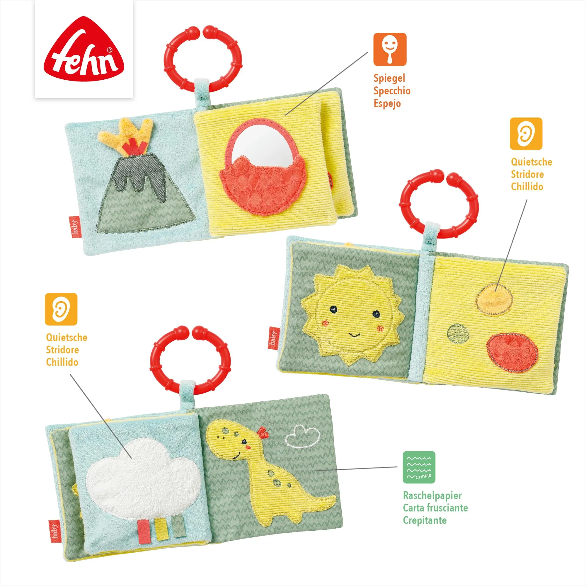 Fehn Happy Dino Libro in Tessuto 051148 - immagine 3