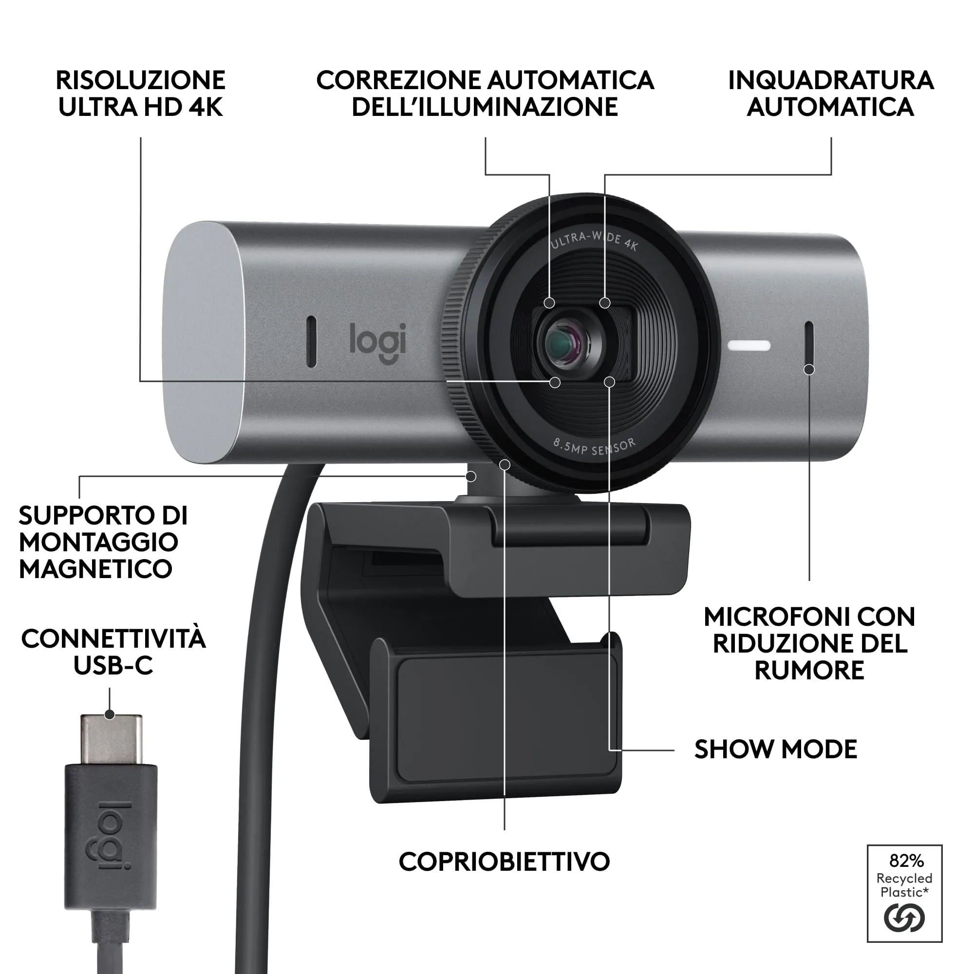 Logitech MX Brio Ultra HD 4K - Grafite - immagine 7