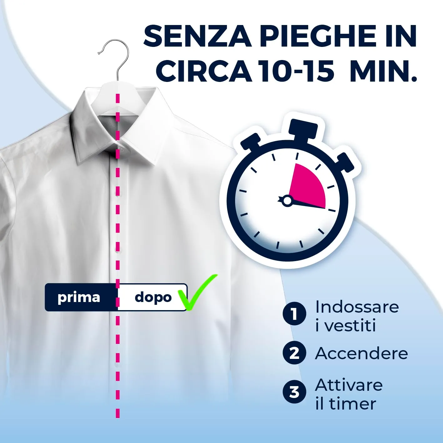 CLEANmaxx Ferro da stiro automatico a vapore per camicie e camicette, 2 programmi, display touch - immagine 3