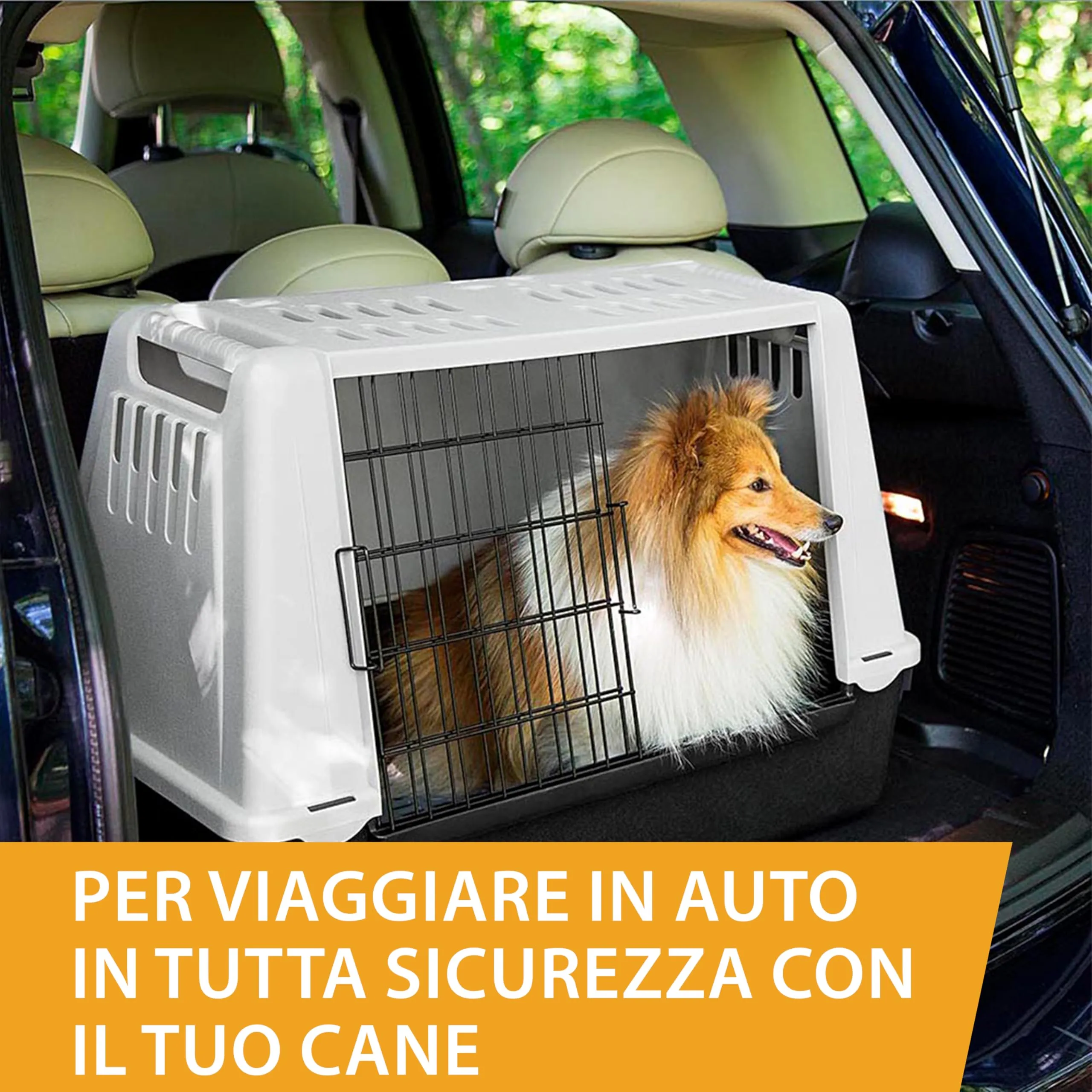 Ferplast Atlas Car Mini Trasportino per Cani da Auto, 72 x 41 x 51 cm, Max 10 kg - immagine 2