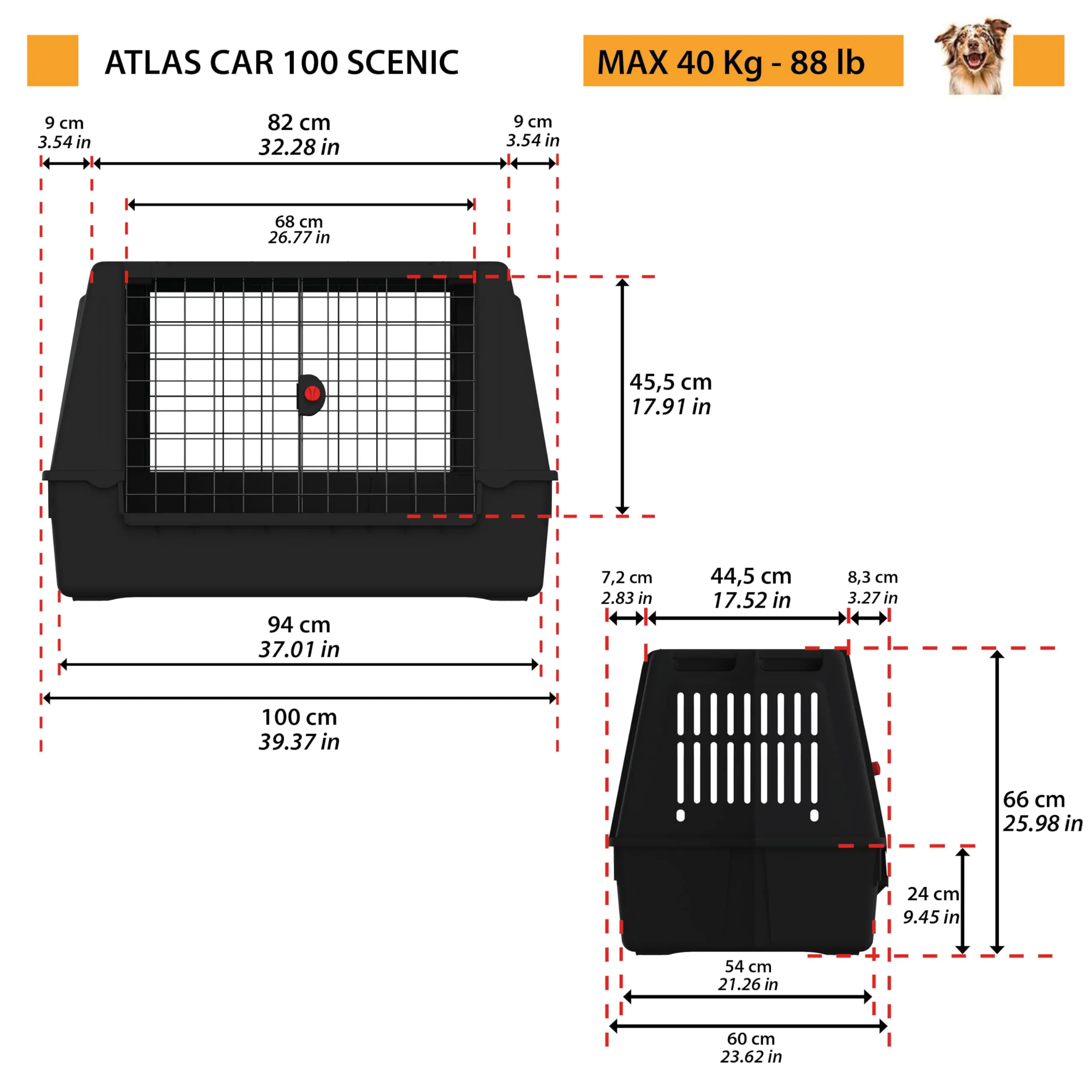 Ferplast Atlas Car 100 Scenic Trasportino per Cani da Auto, 100 x 60 x 66 cm, Max 40 kg - immagine 3