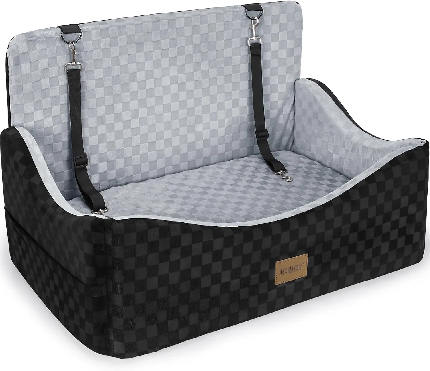 JOEJOY Seggiolino Auto per Cani Media/Grande, con Memory Foam e 2 Guinzagli di Sicurezza, Grigio Grande - immagine 1