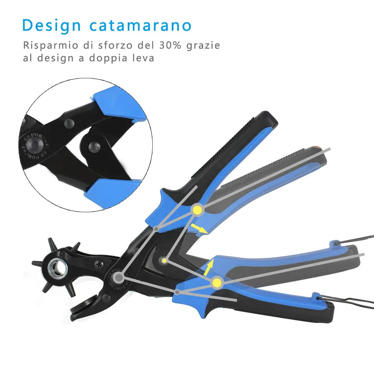 Diyife Punzonatrice per Cinture, 6 Misure, Design a Doppia Leva - immagine 2