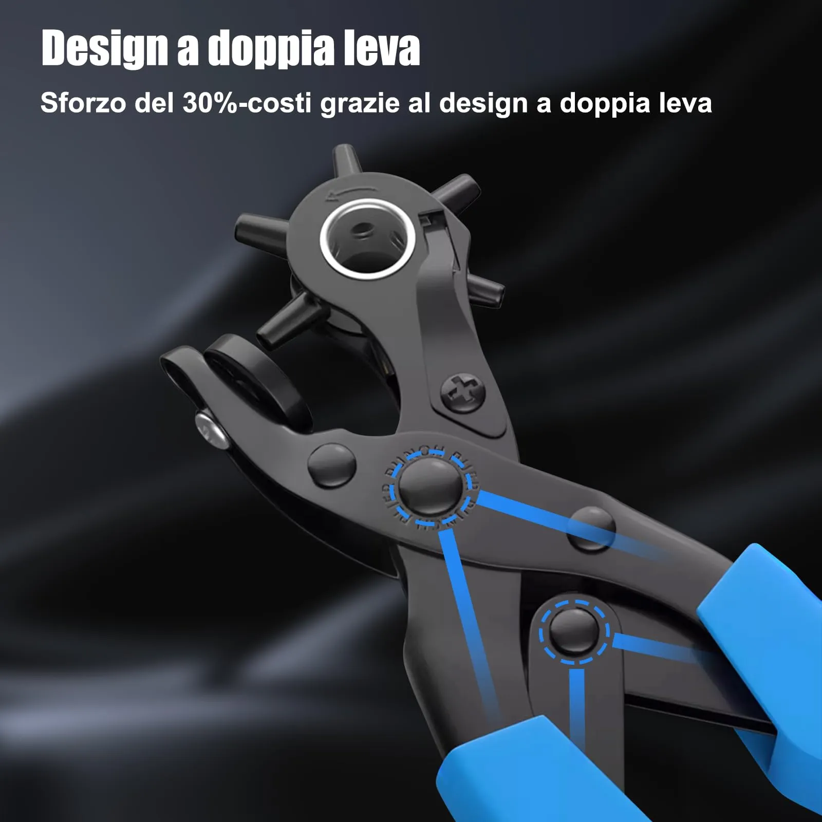 Diyife Punzonatrice per Cinture, 6 Misure, Design a Doppia Leva - immagine 3