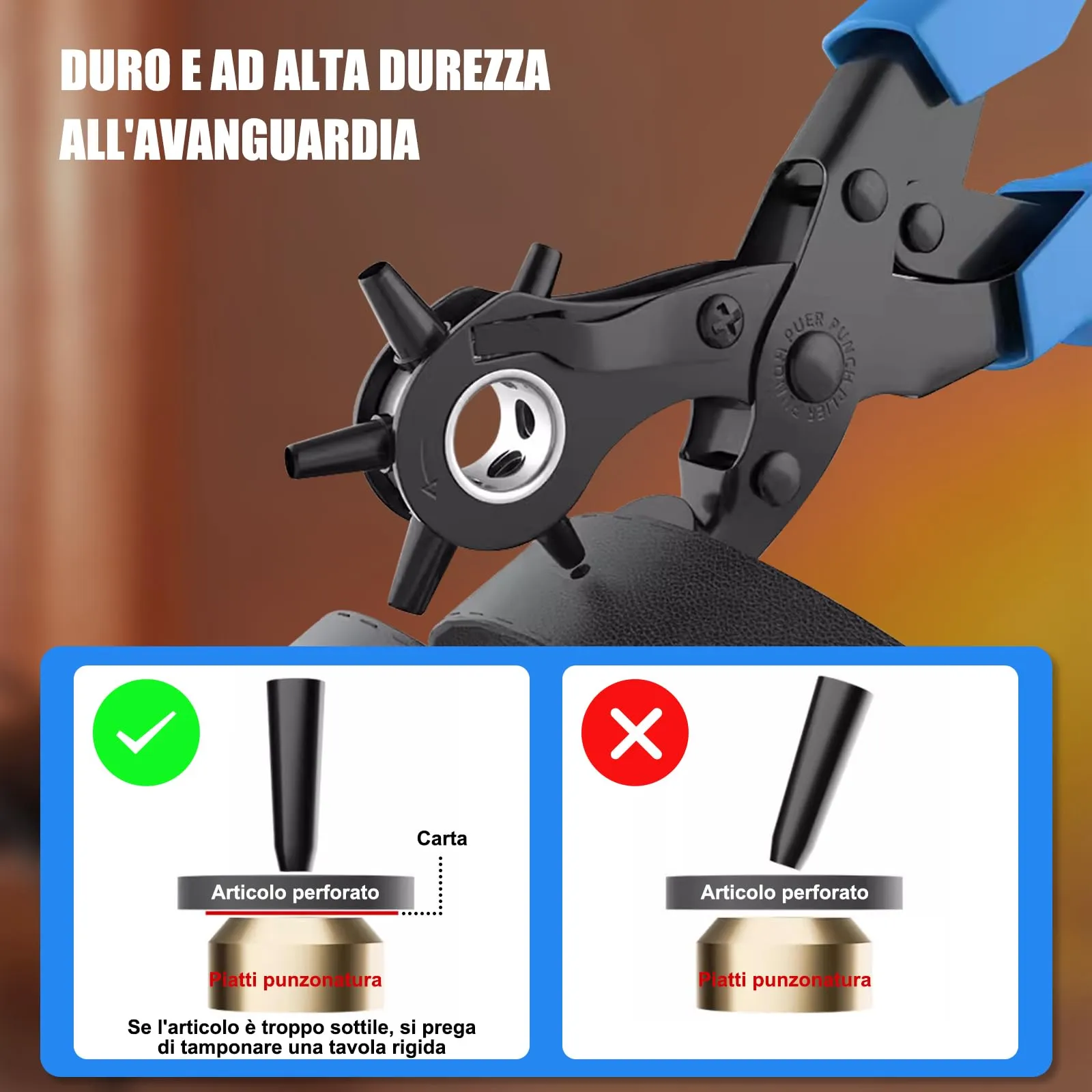 Diyife Punzonatrice per Cinture, 6 Misure, Design a Doppia Leva - immagine 6