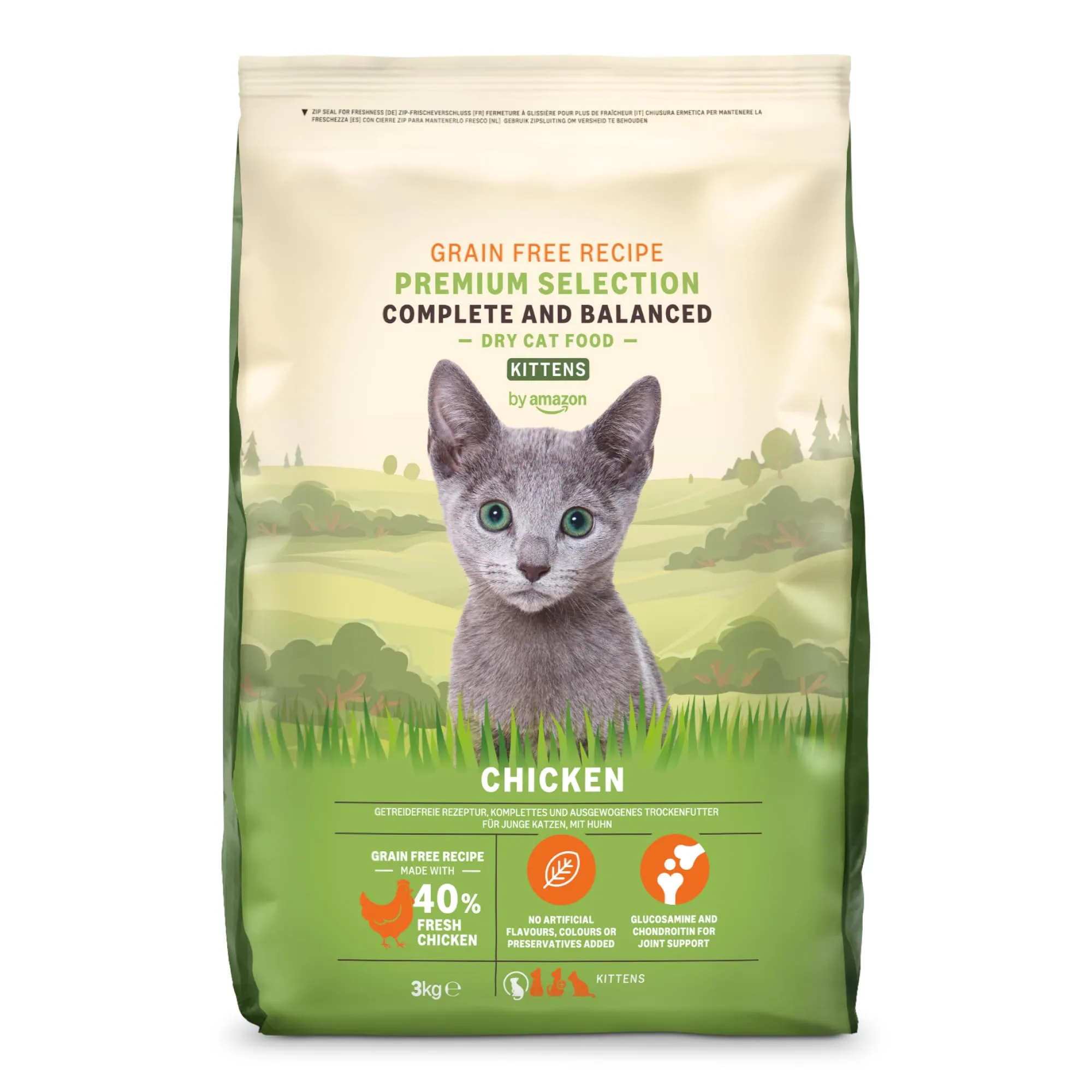 by Amazon Grainfree Recipe Dry Cat Food for Kittens with Fresh Chicken, 3kg - immagine 1