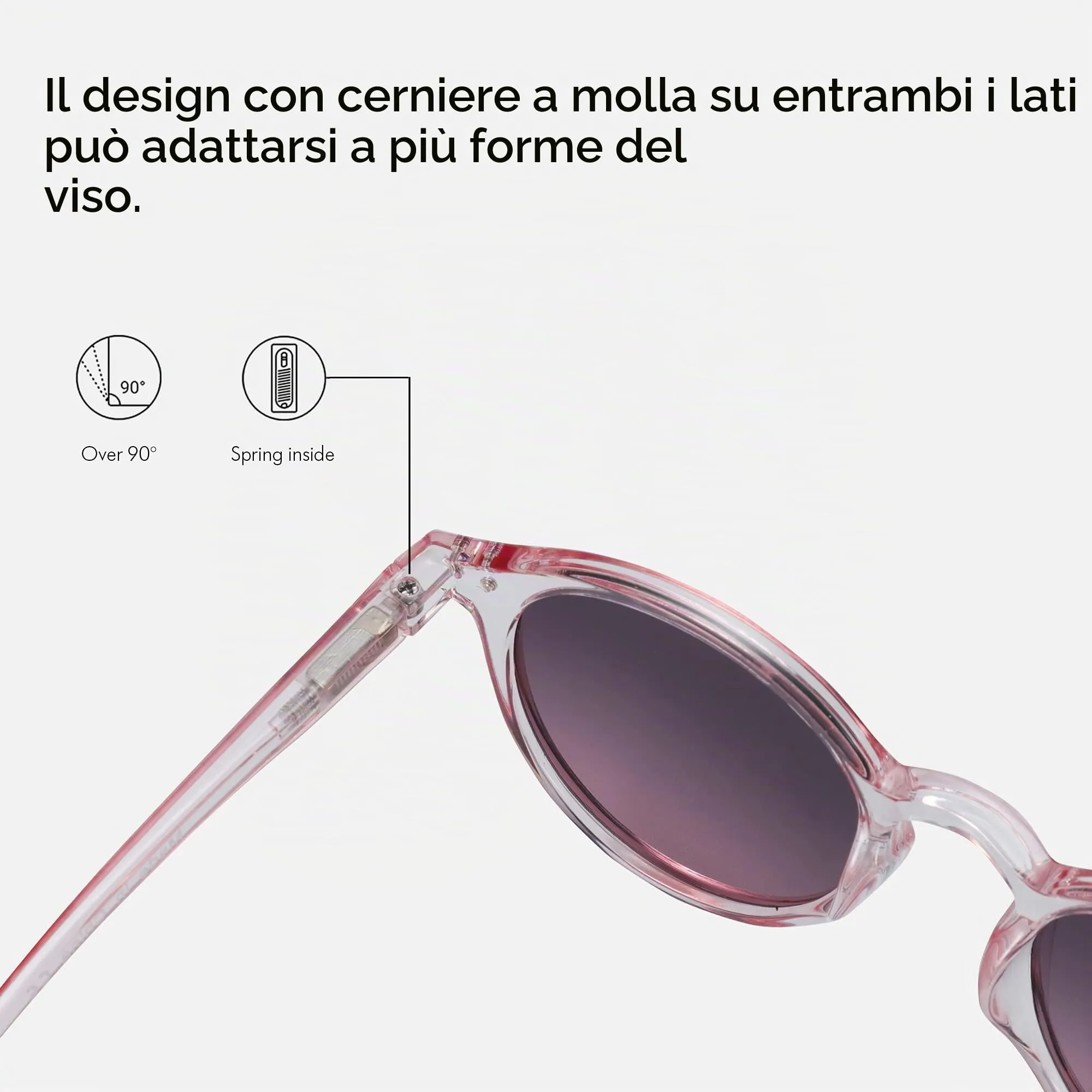ZENOTTIC Occhiali da Sole Polarizzati Retrò Classici Rotondi UV400 Unisex (Cristallo + Pink) - immagine 5