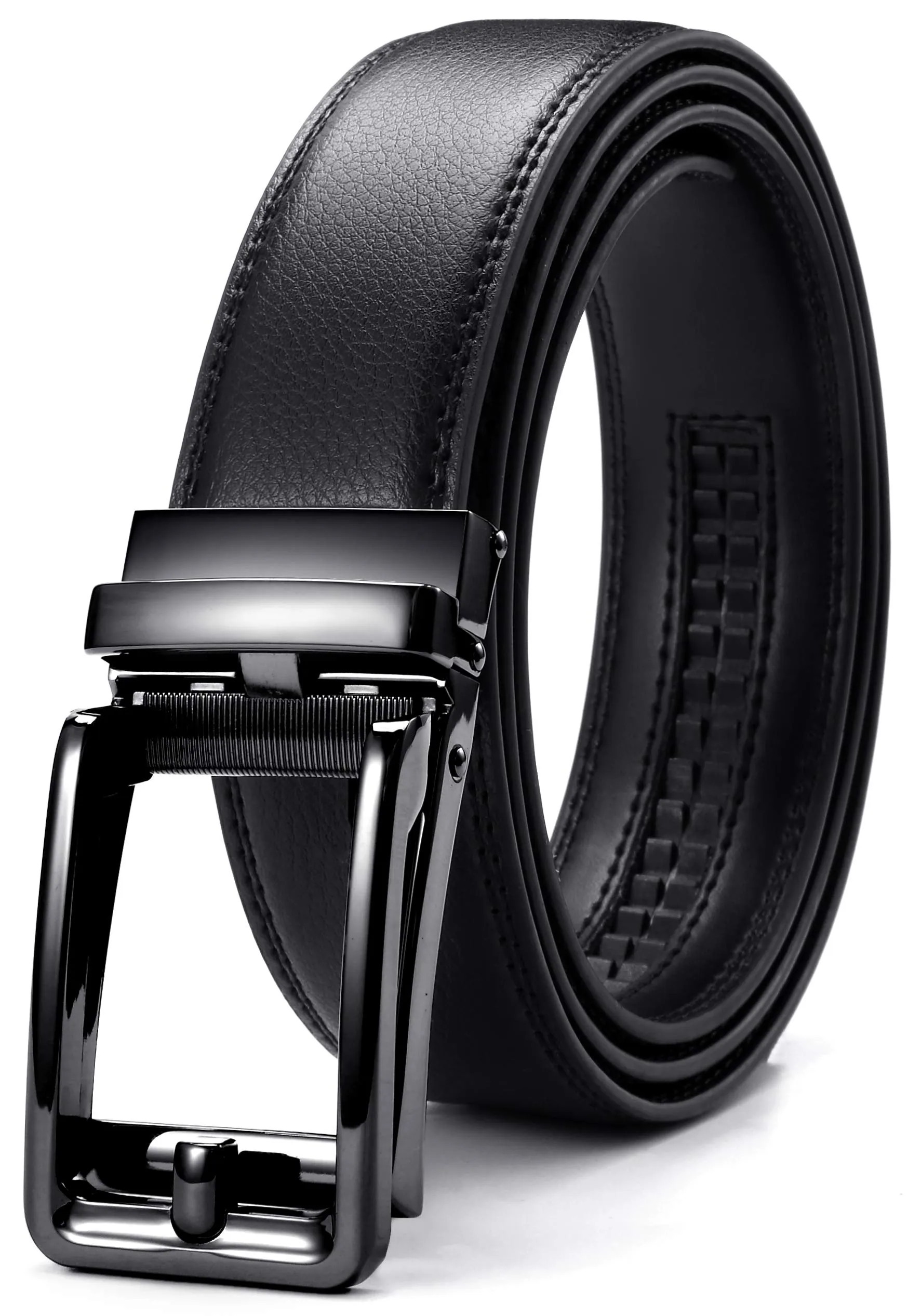 CHAOREN Cintura Uomo in Pelle con Fibbia a Cricchetto Automatica, 35mm, Nero Antracite - immagine 1